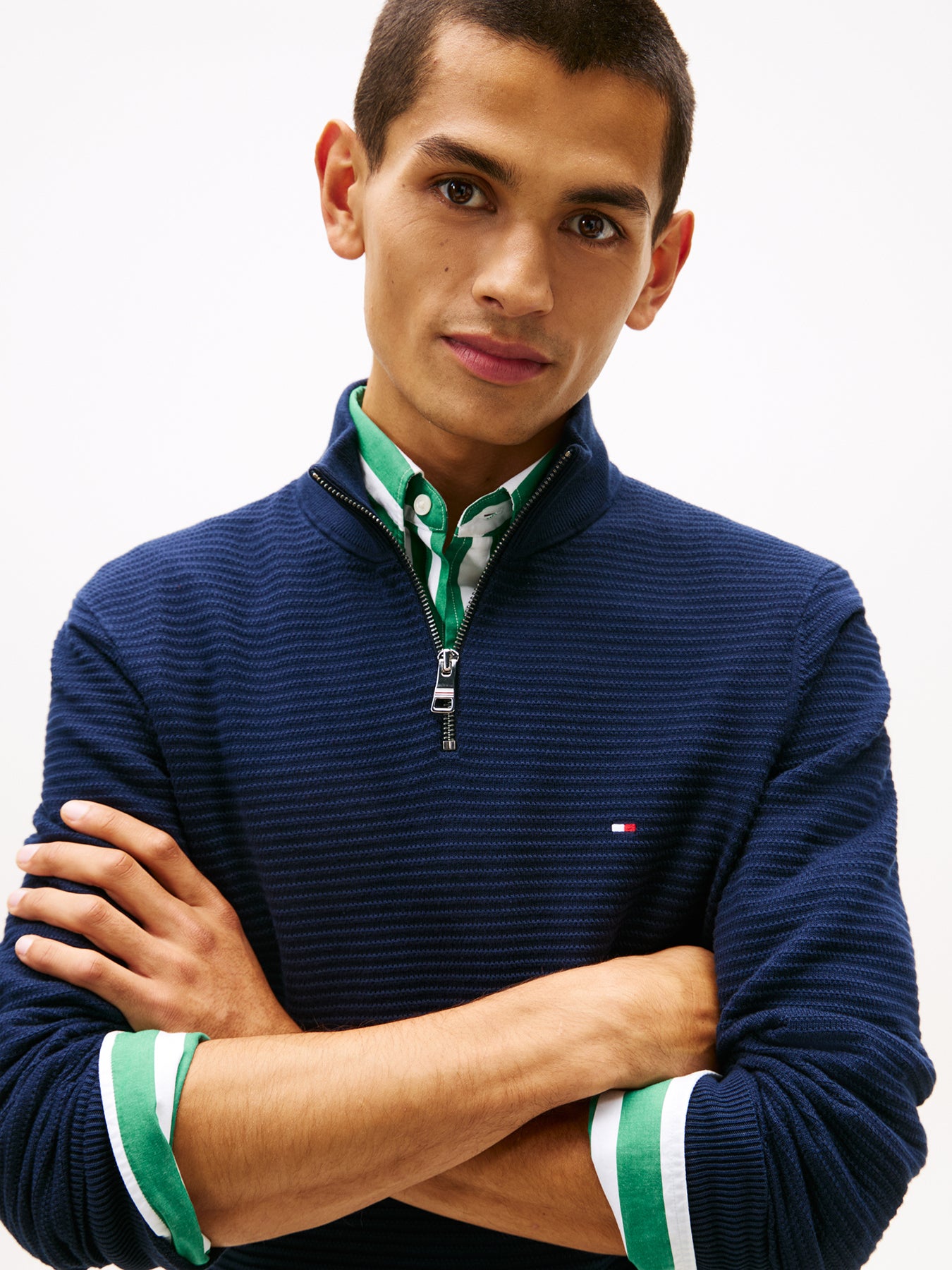 Half-Zip Knit Jumper Blue