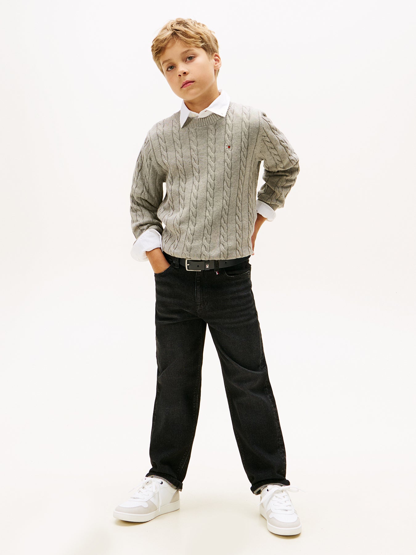 Kids’ Essential Cable Knit Jumper Grey