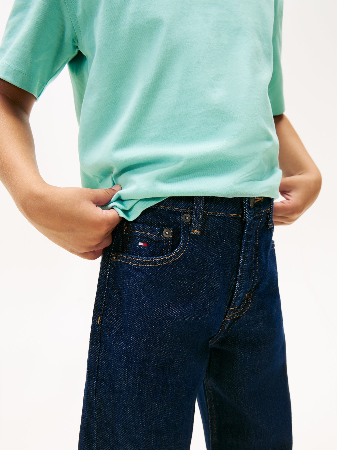 Kids’ Flag Embroidery Relaxed Jeans Blue