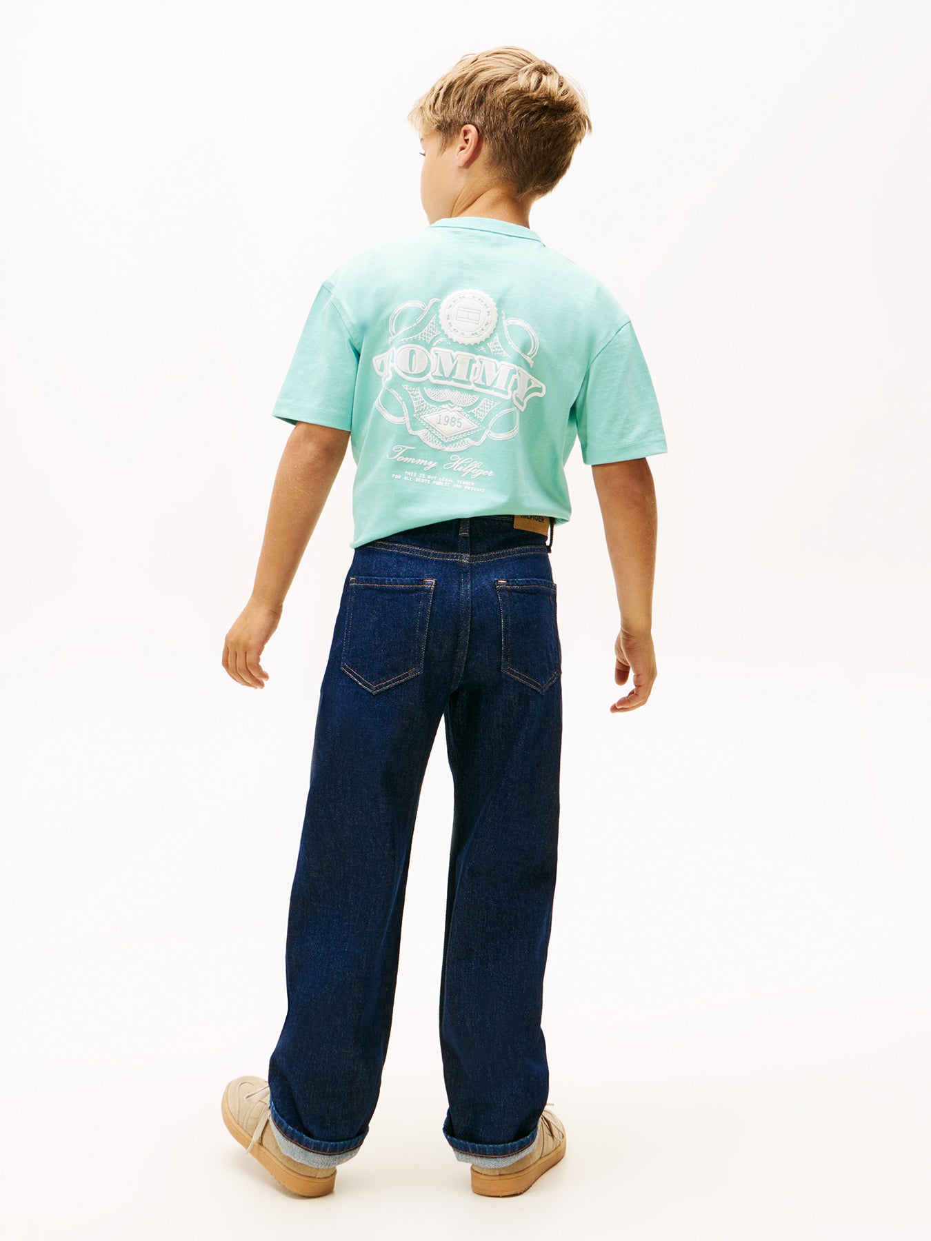 Kids’ Flag Embroidery Relaxed Jeans Blue