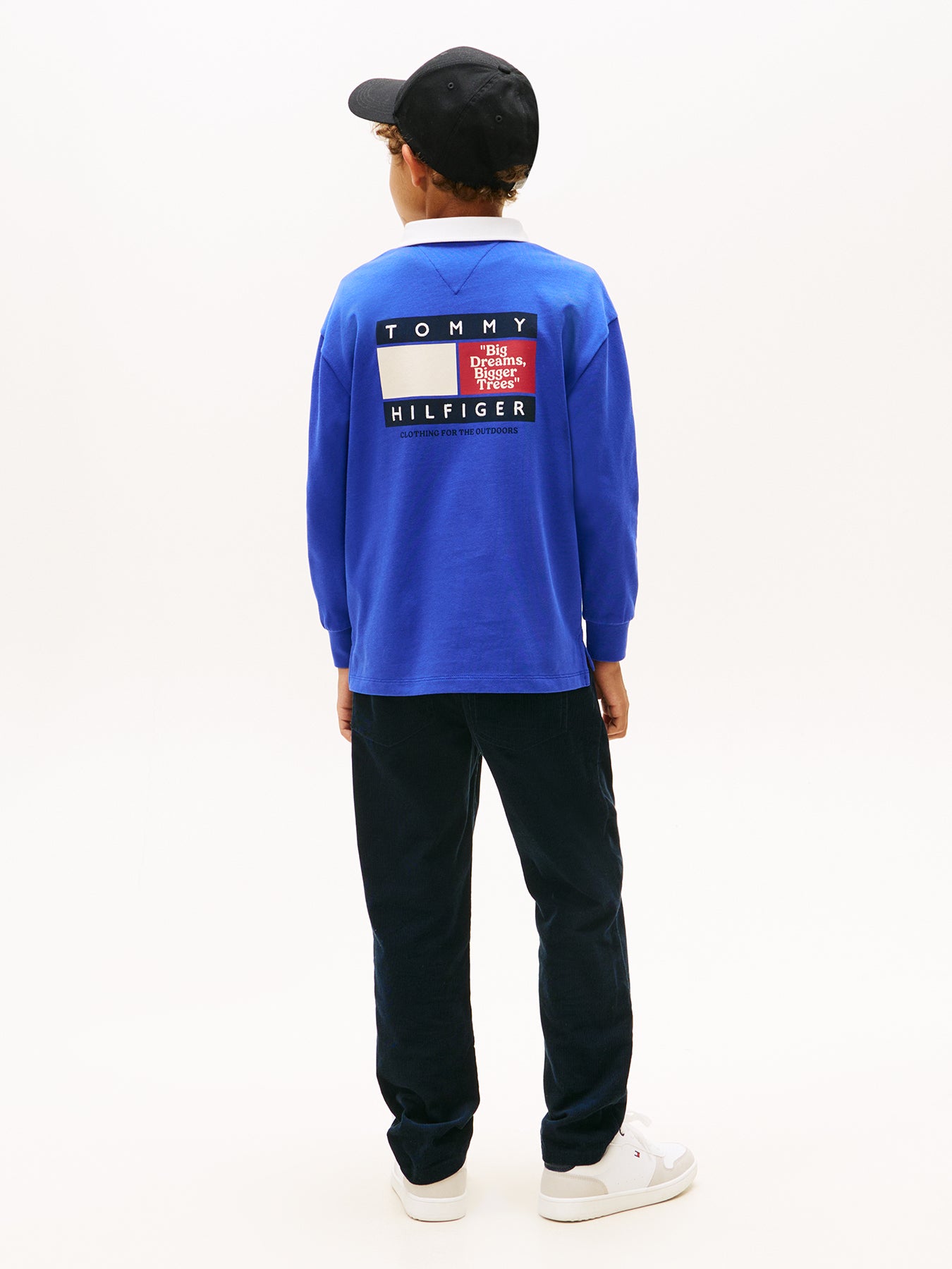 Kids’ Logo Embroidery Long Sleeve Polo Shirt Blue