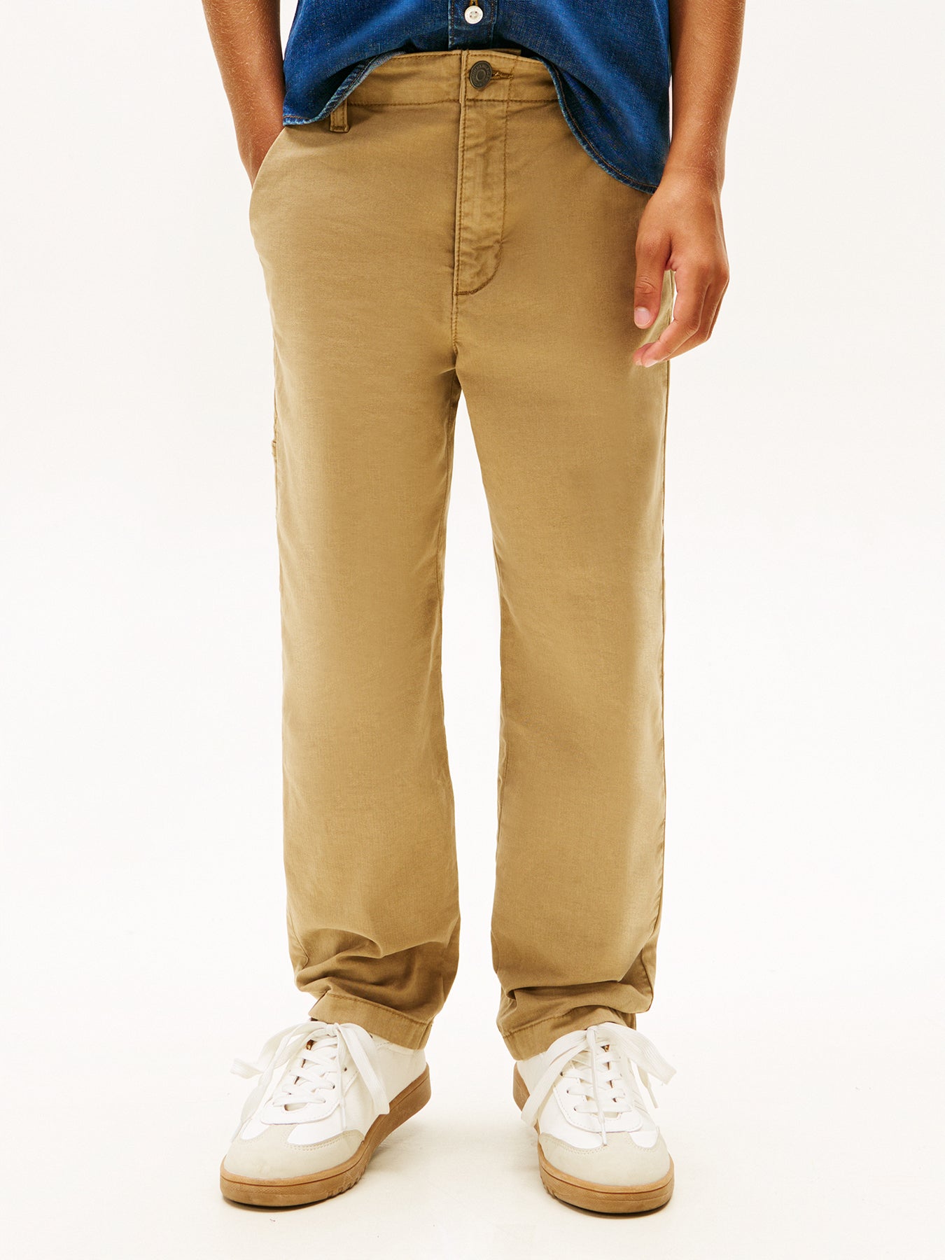 Kids’ Essential Herringbone Twill Carpenter Trousers Tan