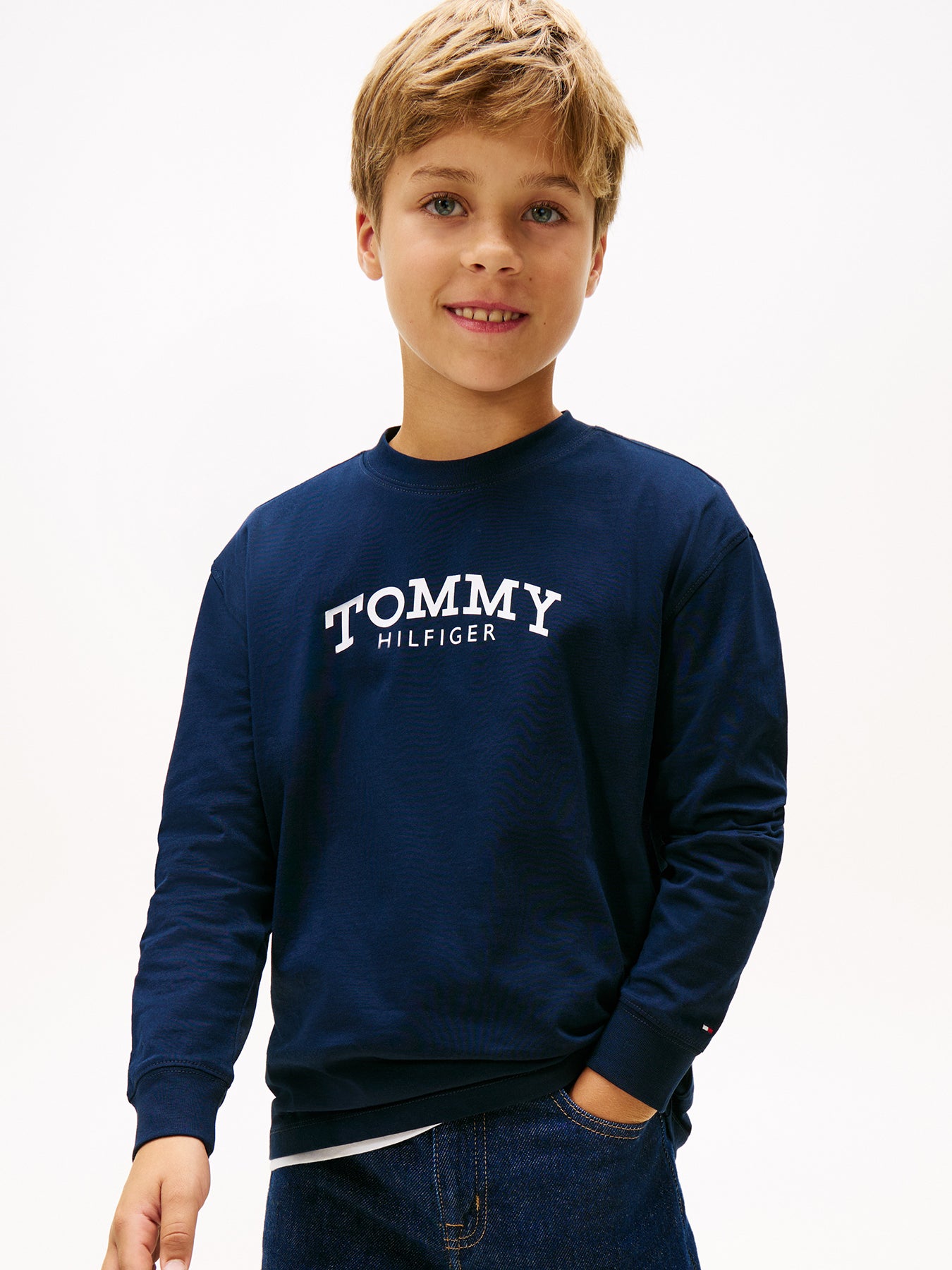 Kids’ Logo Print Long Sleeve T-Shirt Blue