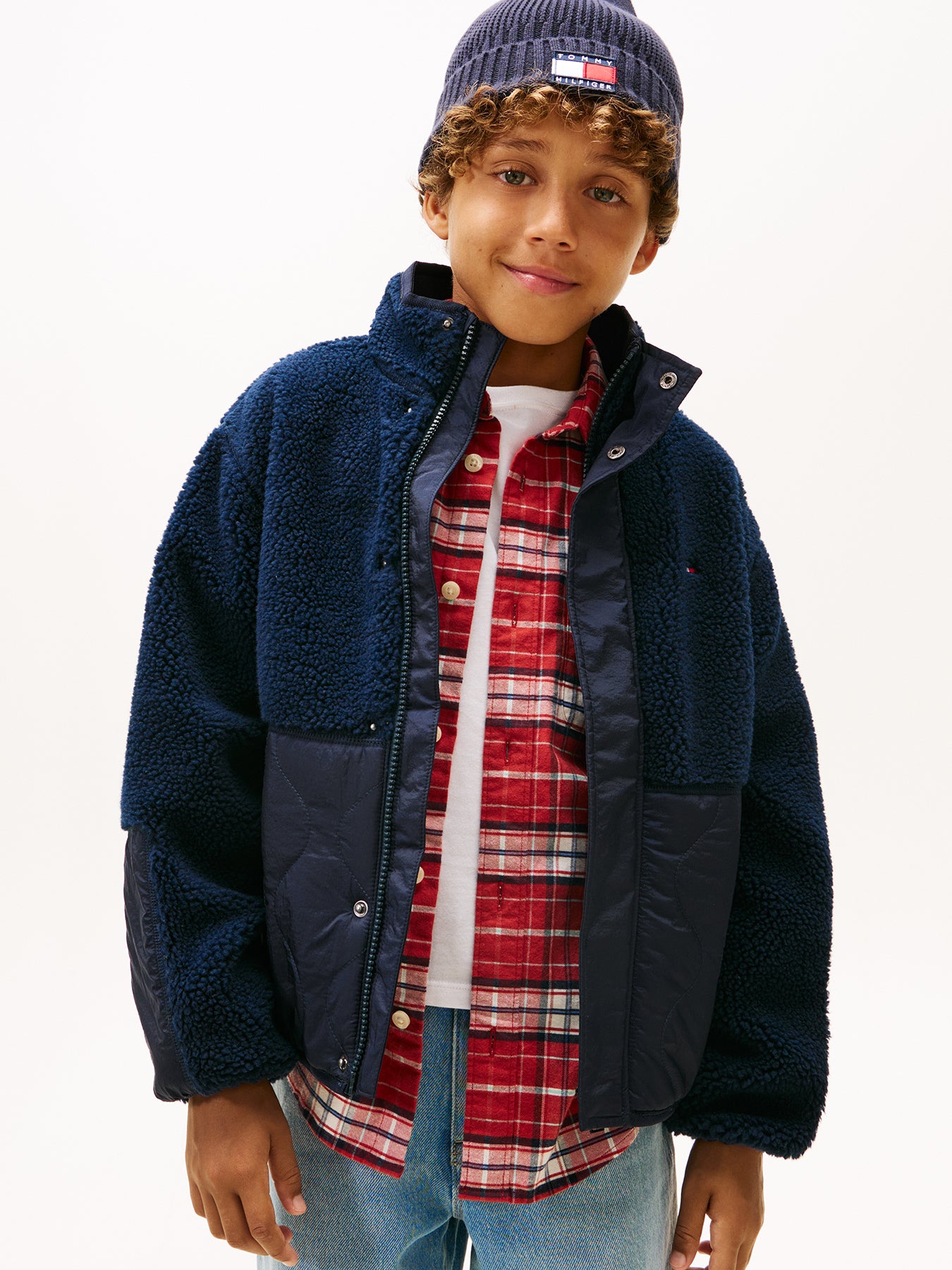 Kids’ Teddy Fleece Quilted Bomber Jacket Blue