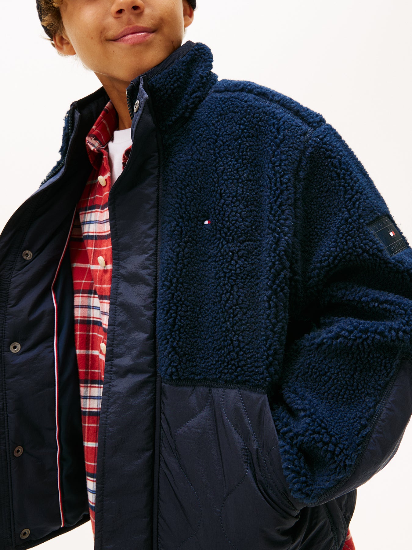 Kids’ Teddy Fleece Quilted Bomber Jacket Blue