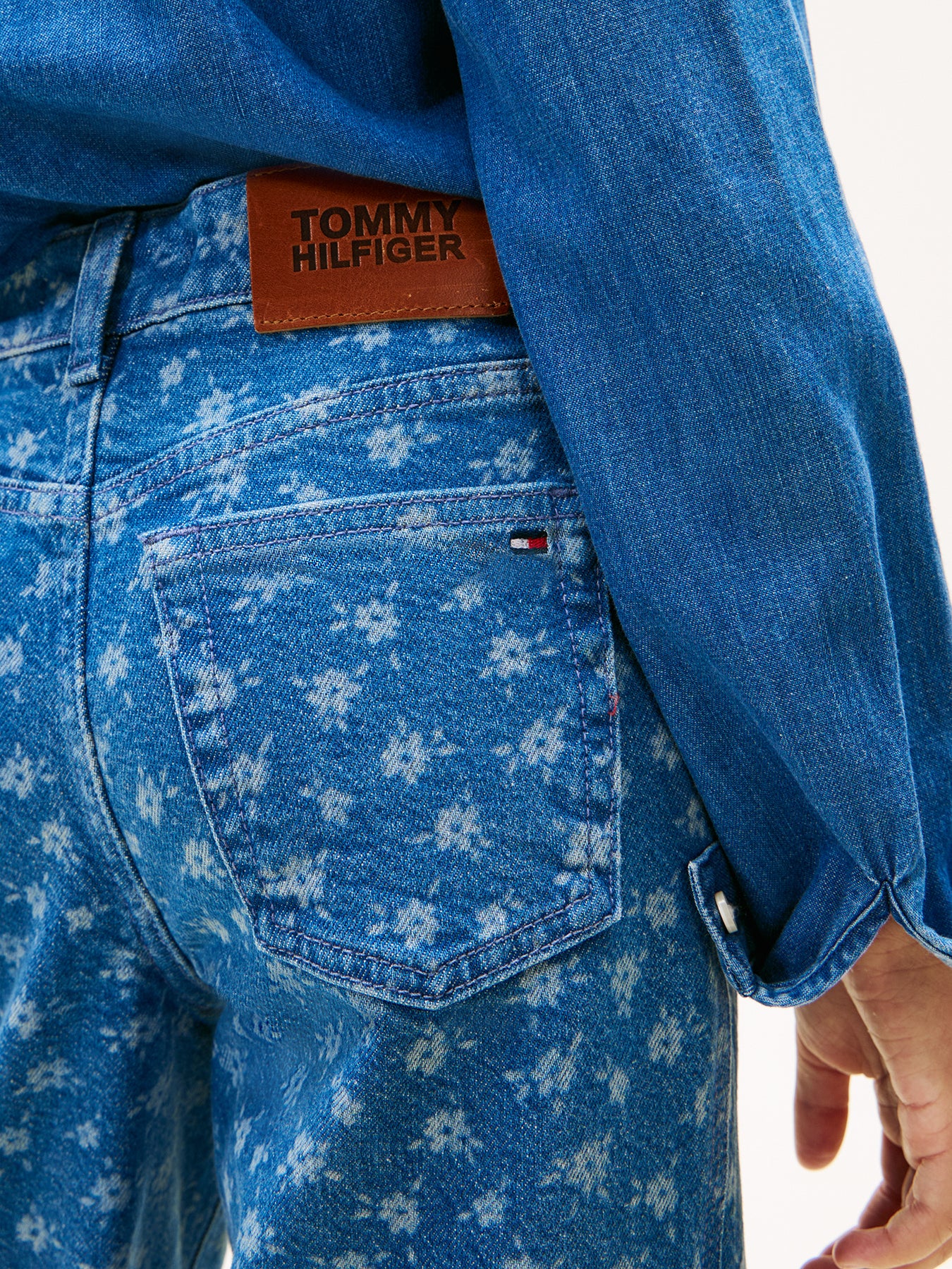 Kids’ Mabel Floral Print Wide Leg Jeans Blue