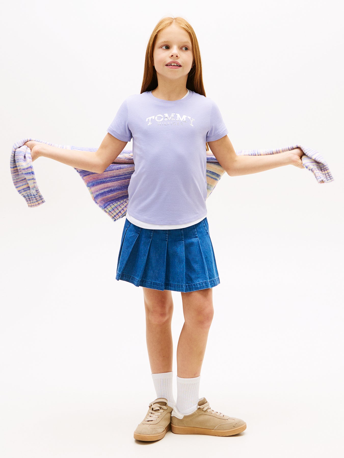 Kids’ Metallic Logo Slim Crew Neck T-Shirt Purple