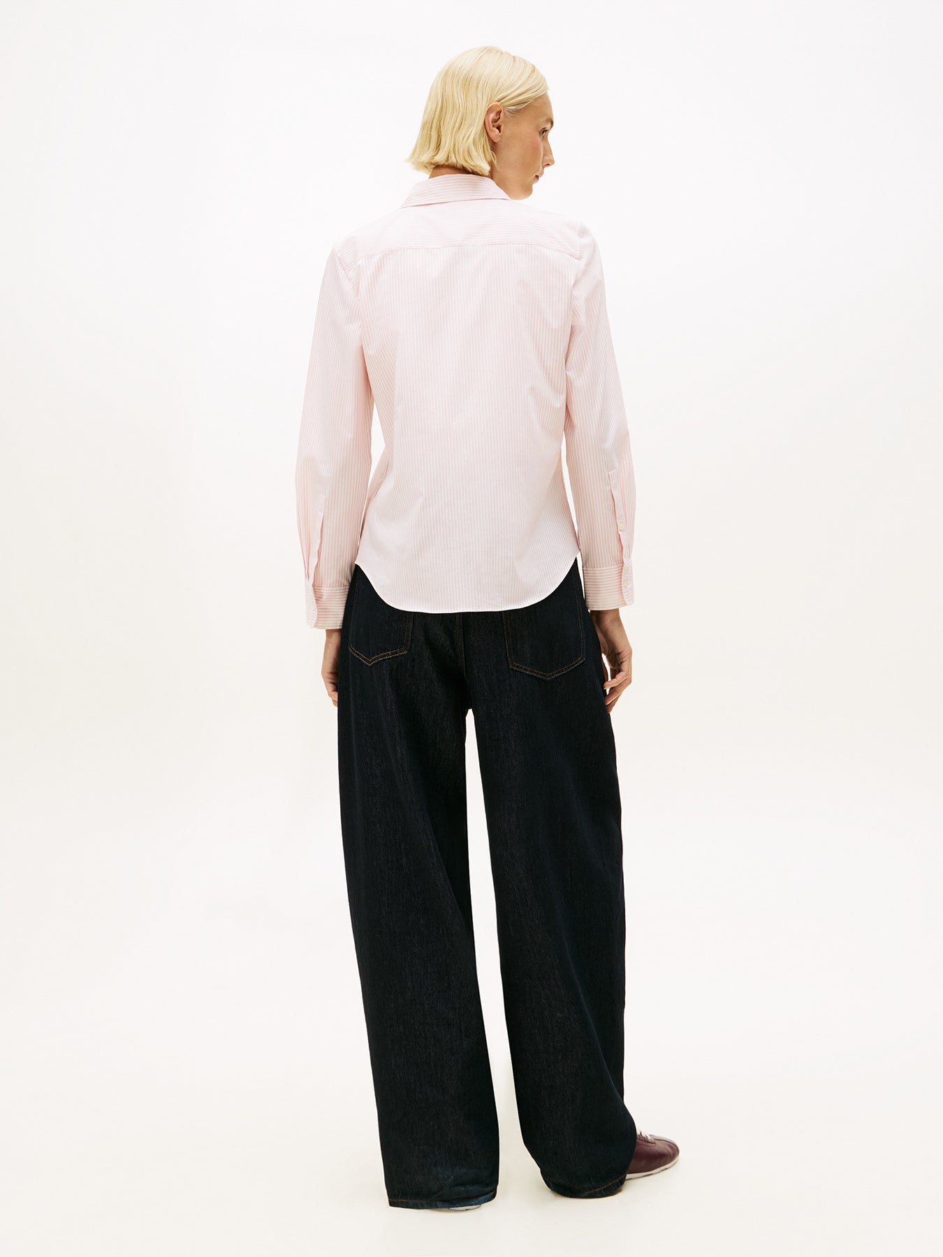 Flag Embroidery Poplin Shirt Pink