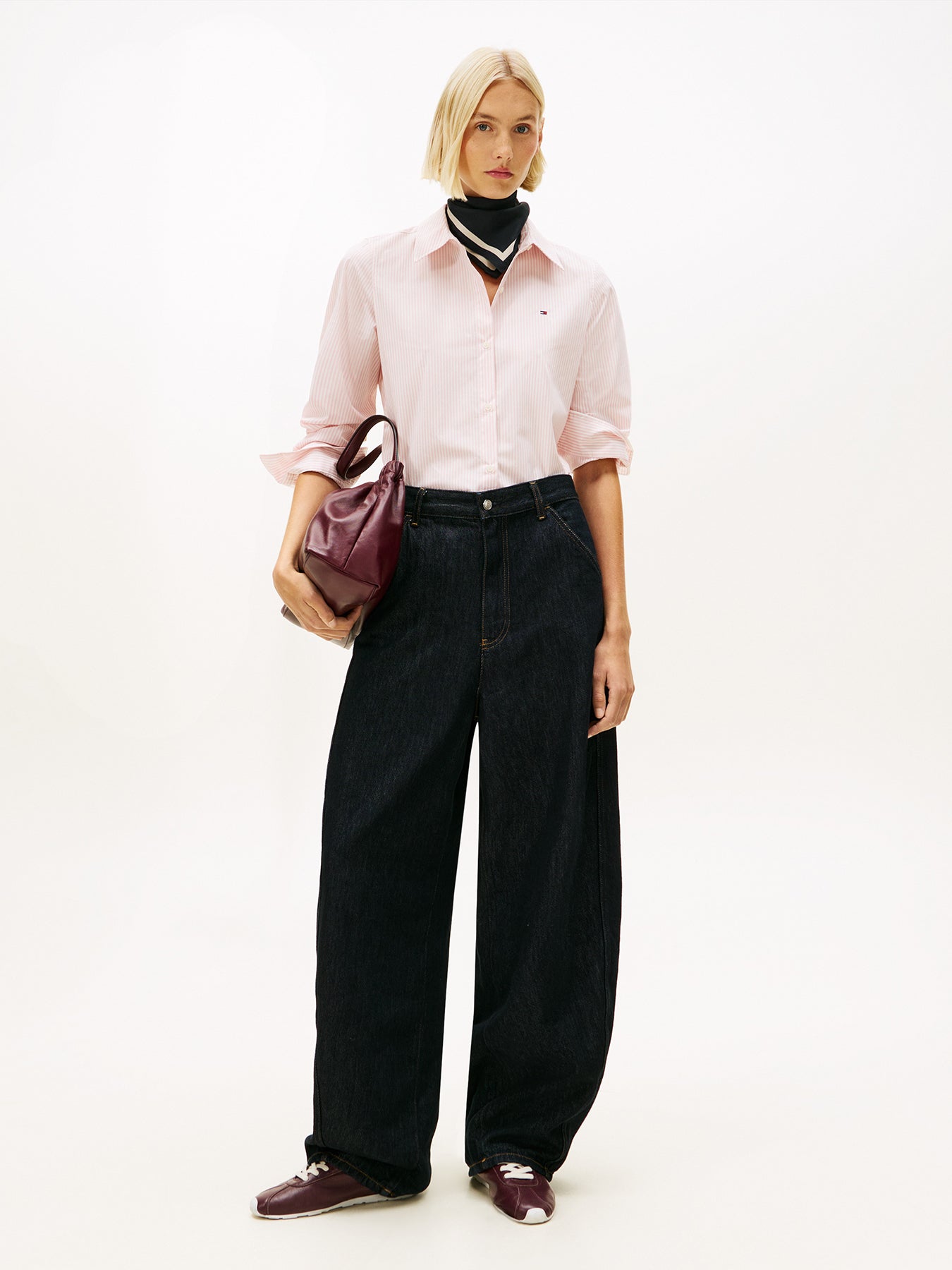 Flag Embroidery Poplin Shirt Pink