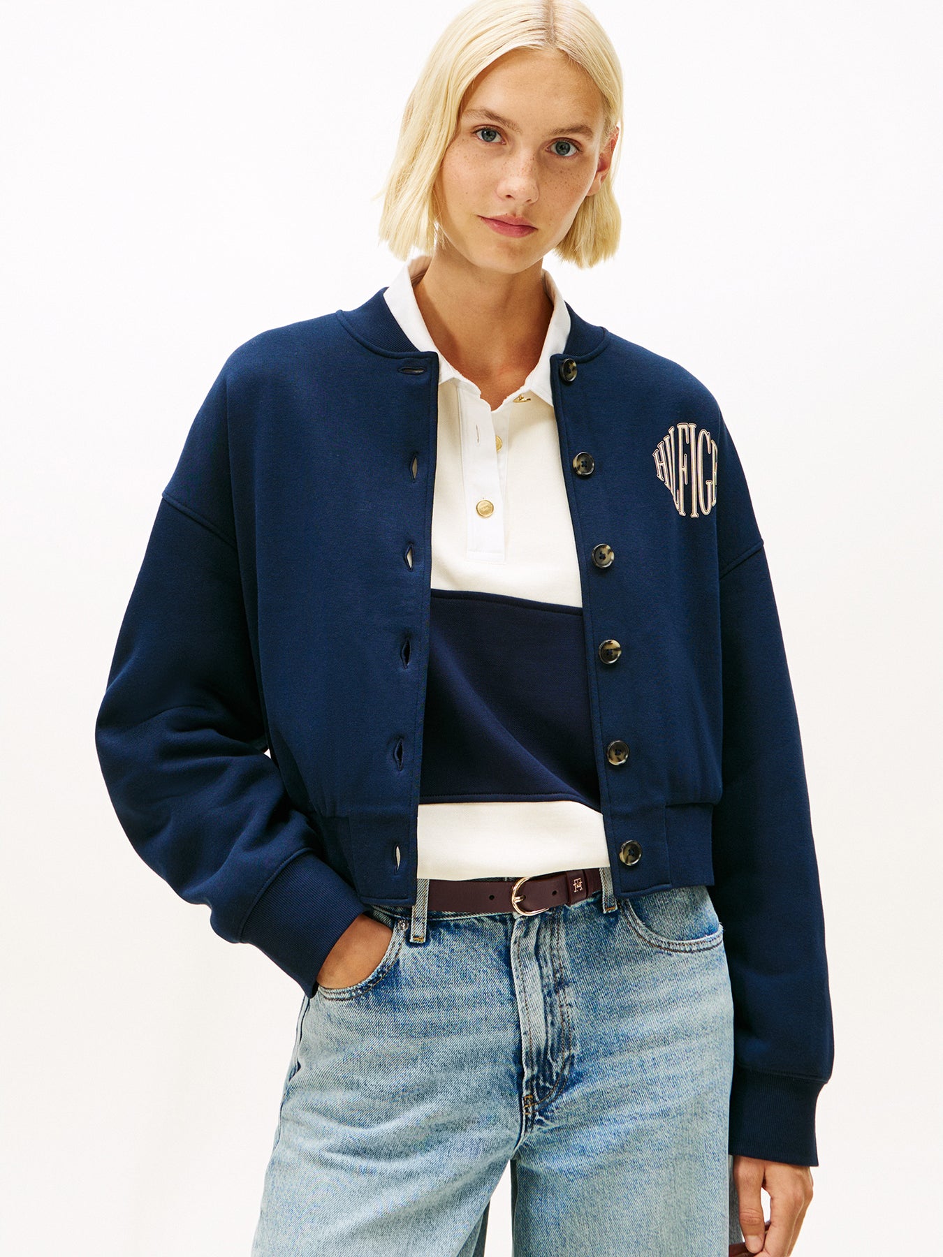 Flex Fleece Logo Bomber Cardigan Blue
