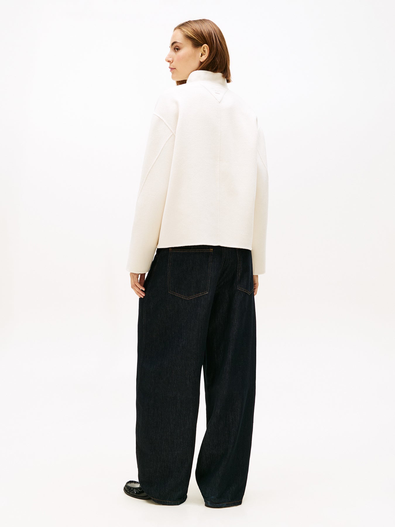 Double-Faced Wool Blend Bomber Jacket Nude