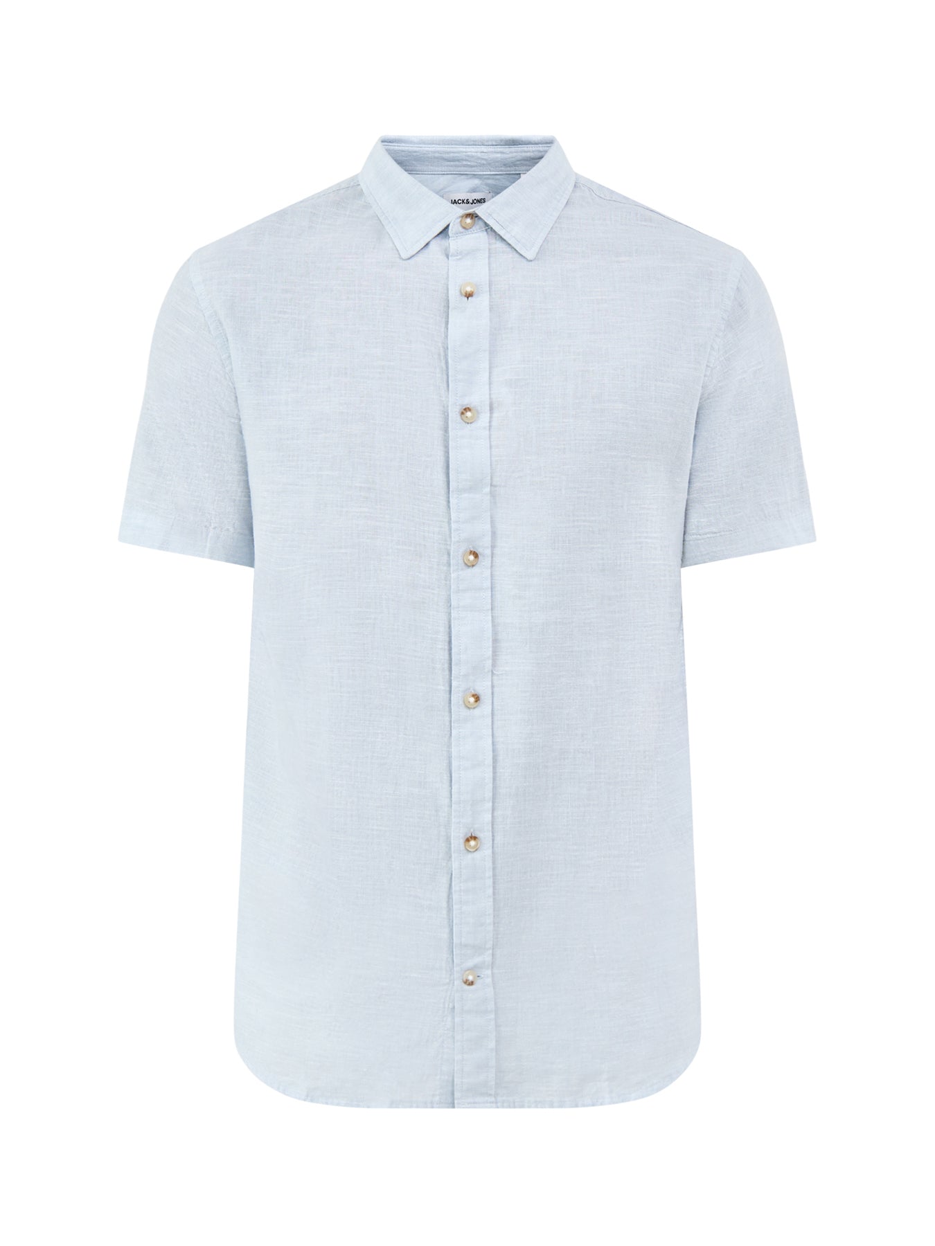 Summer Linen Blend Short Sleeve Shirt Blue