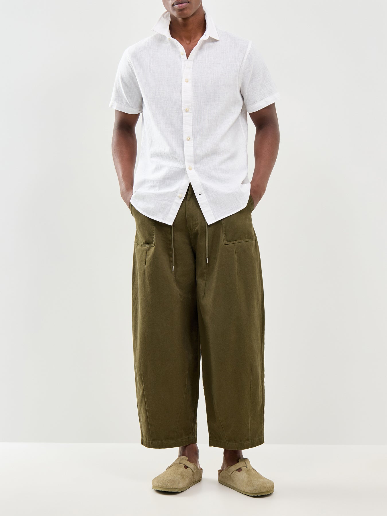 Summer Linen Blend Short Sleeve Shirt White