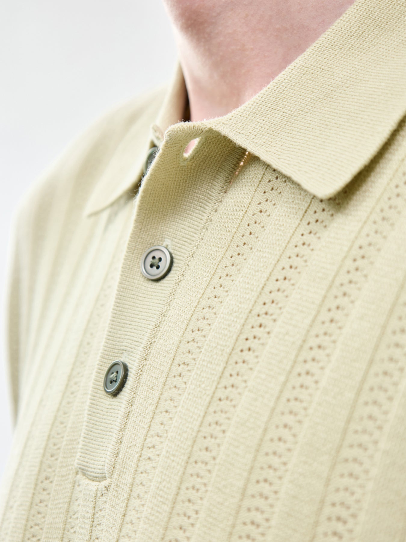 William Structure Knit Polo Shirt Green