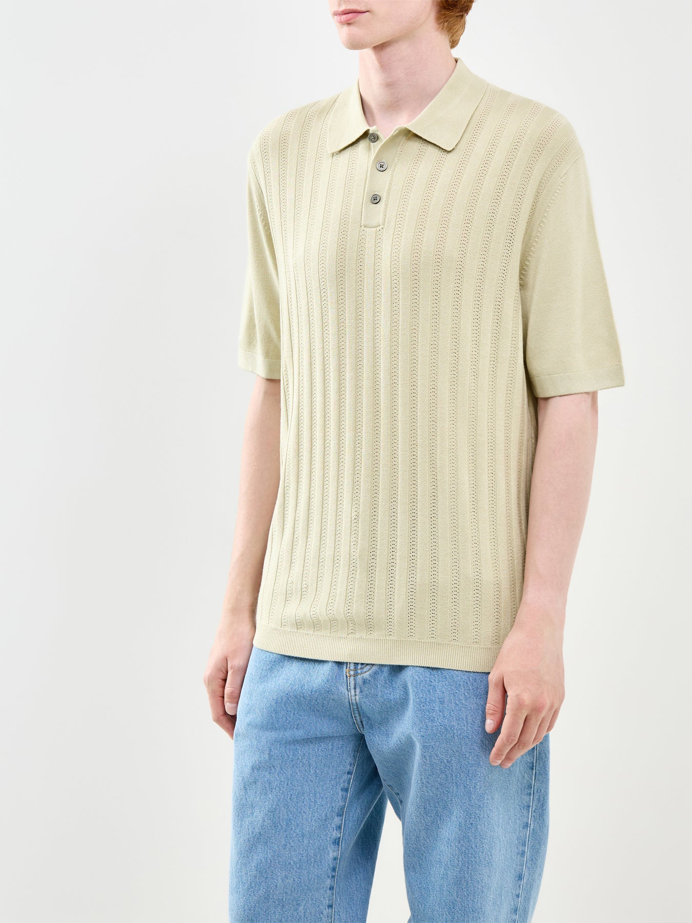 William Structure Knit Polo Shirt Green