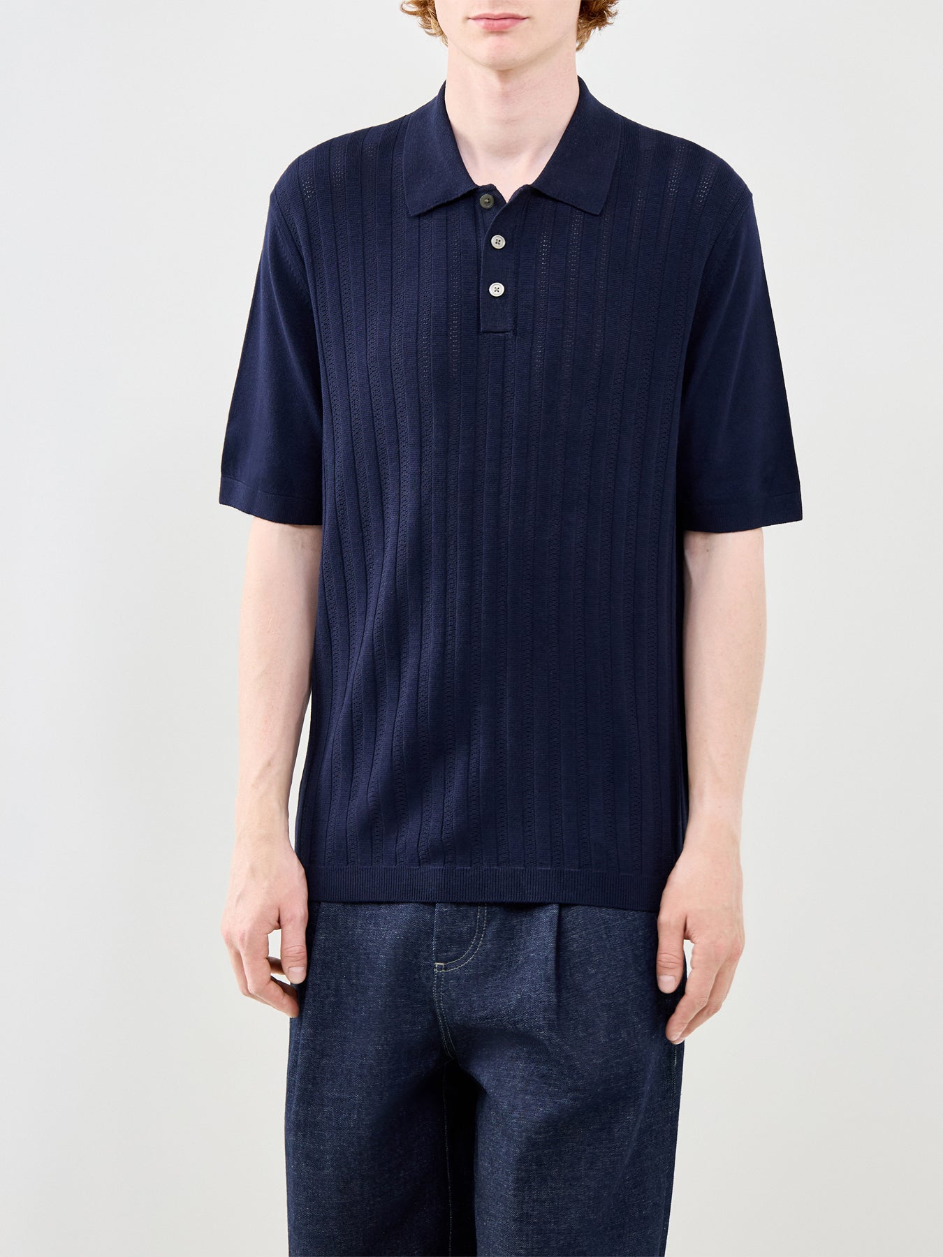 Structure Knit Polo Navy