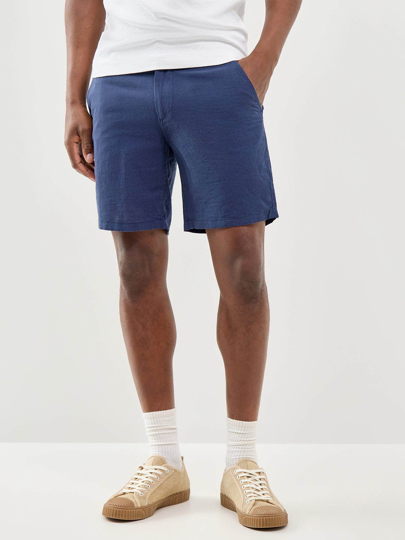 Stace Linen Blend Chino Shorts Navy