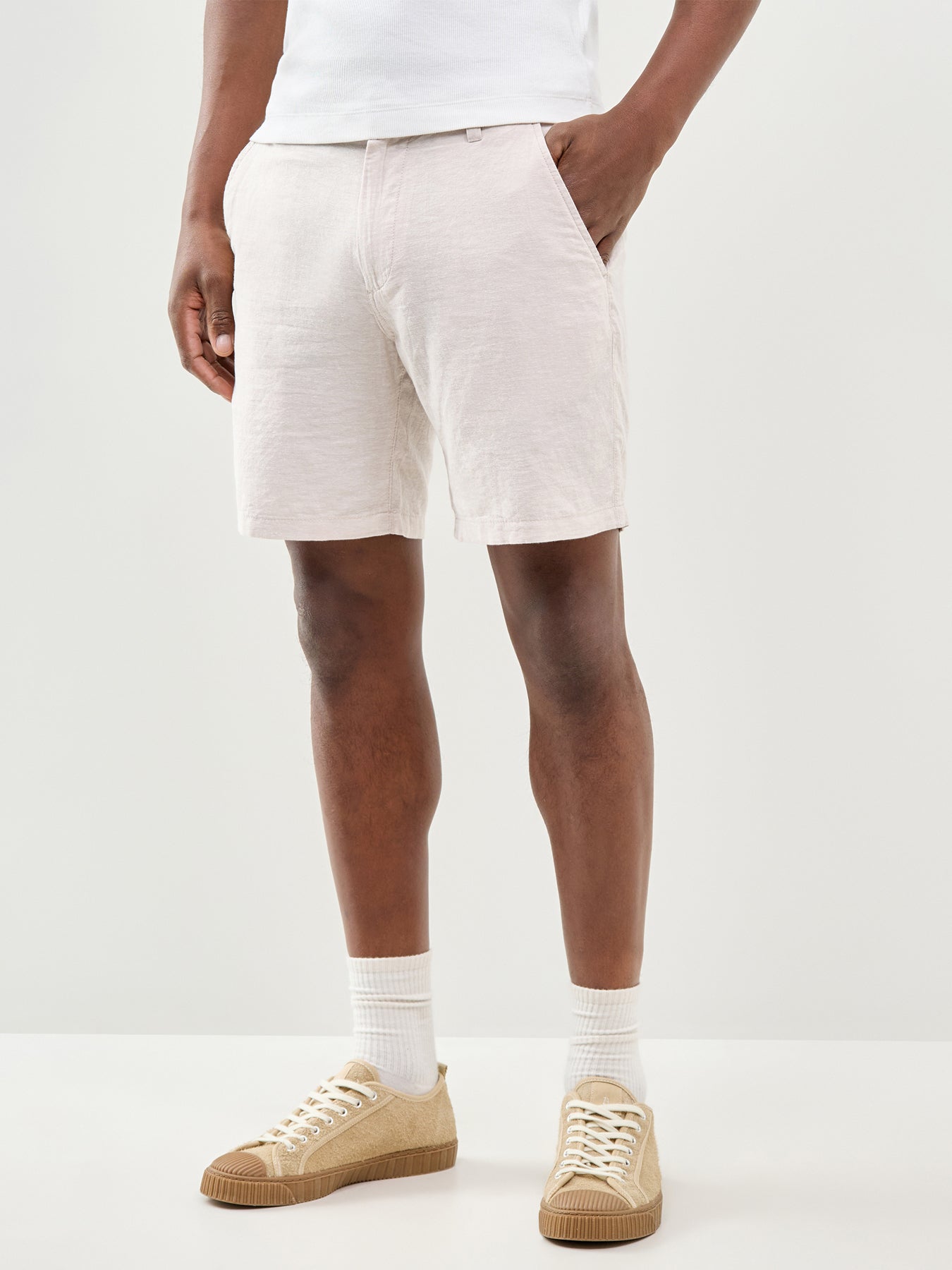 Jpstace Summer Linen Blend Shorts Cream