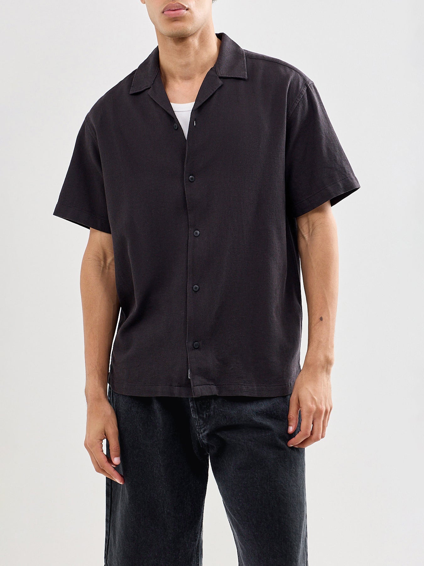 Global Waffle Resort Shirt Black
