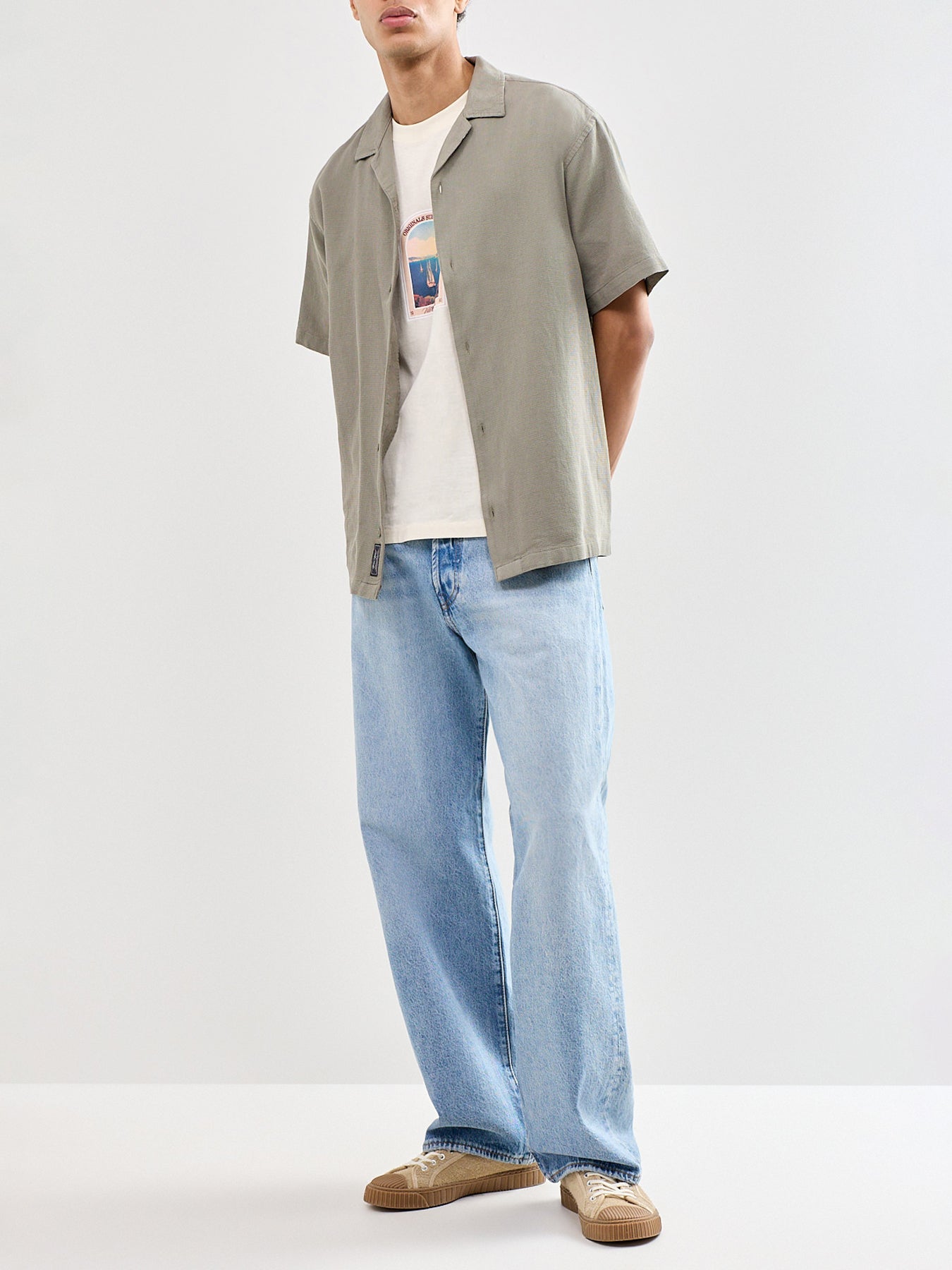 Global Waffle Resort Shirt Olive