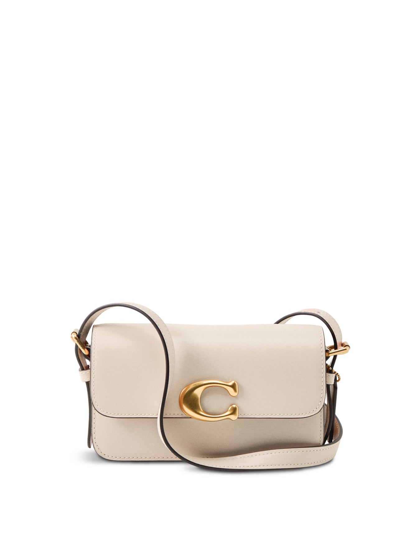 Zoe Refined Calf Leather Shoulder Bag Chalk