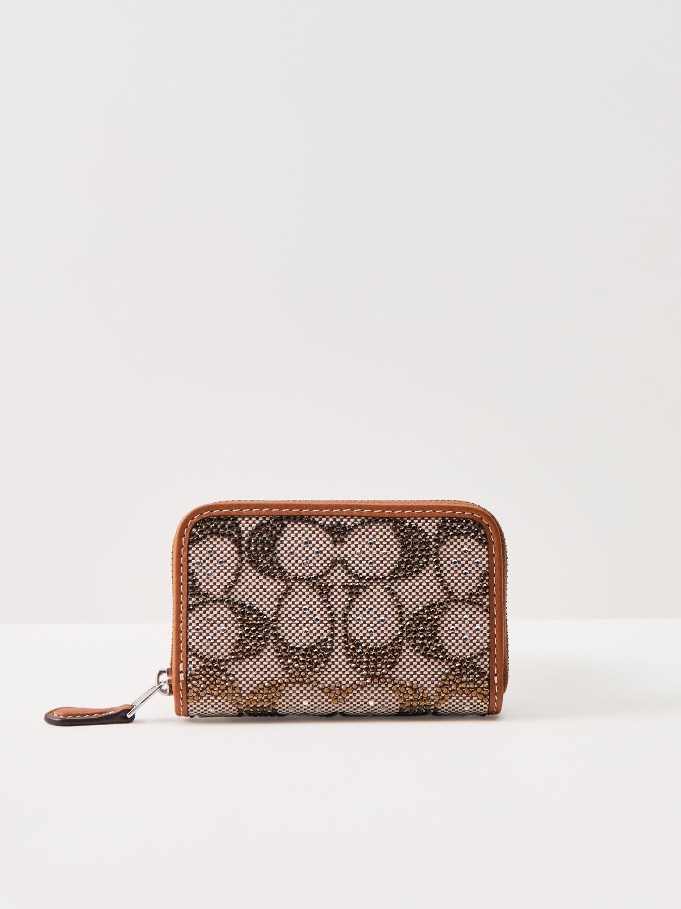 Crystal Signature Jacquard Small Zip Around Card Case