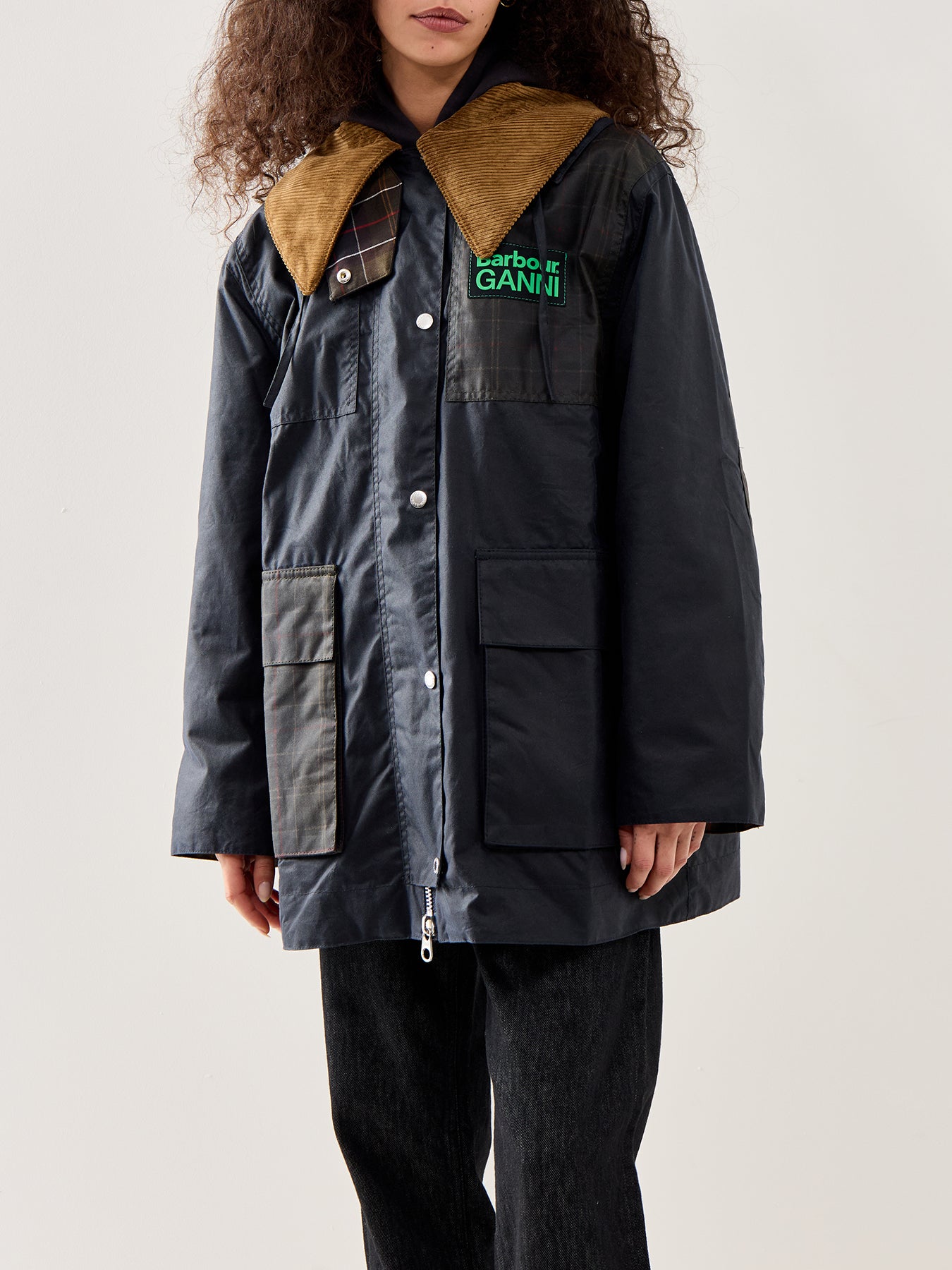 Barbour x Ganni Hooded Duffle Wax Jacket