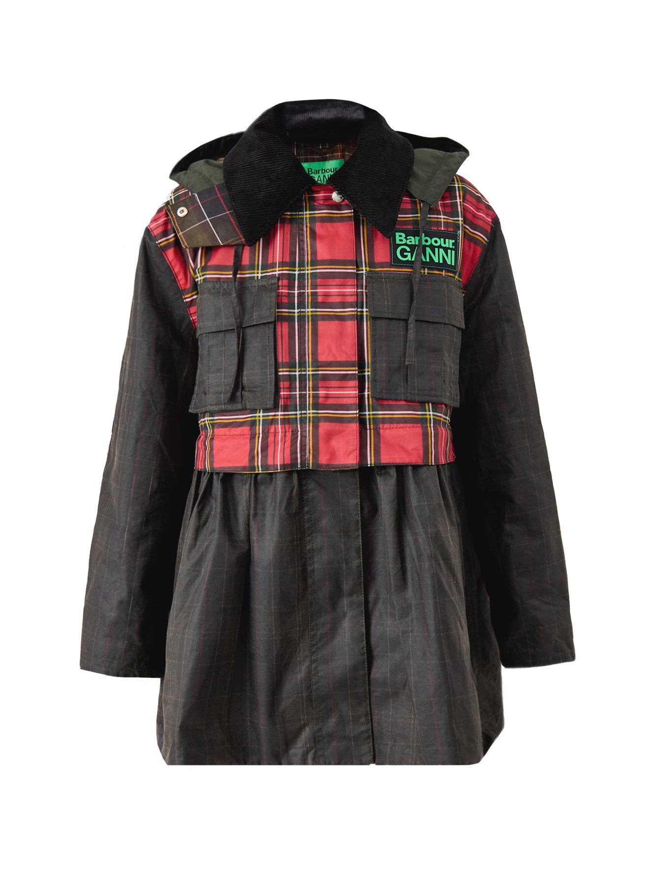 Barbour x Ganni Tartan Peplum Wax Jacket
