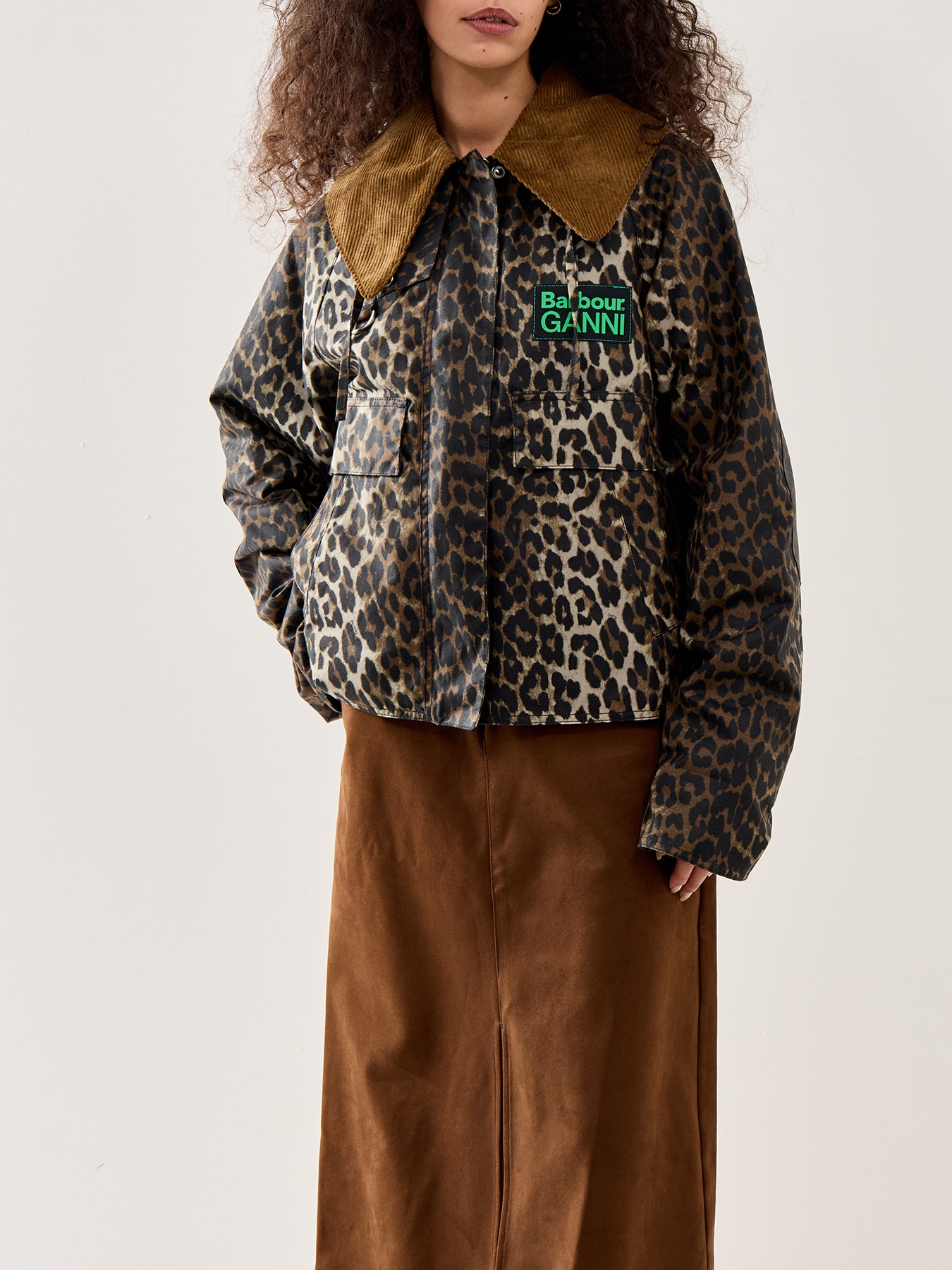 Barbour x Ganni Printed Hooded Wax Anorak Jacket