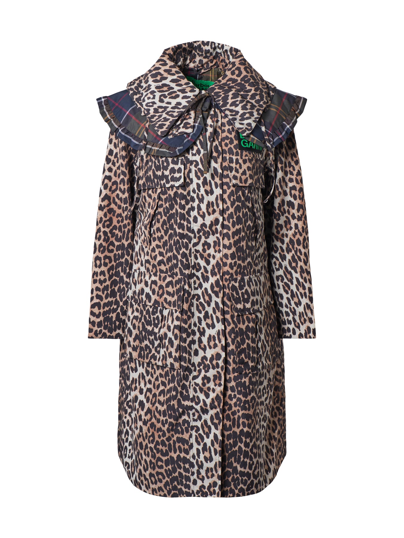 Barbour x Ganni Leopard Waterproof Parka Jacket
