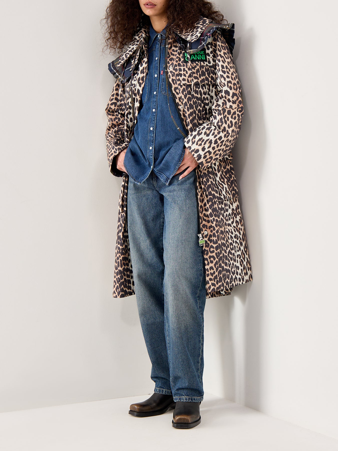 Barbour x Ganni Leopard Waterproof Parka Jacket