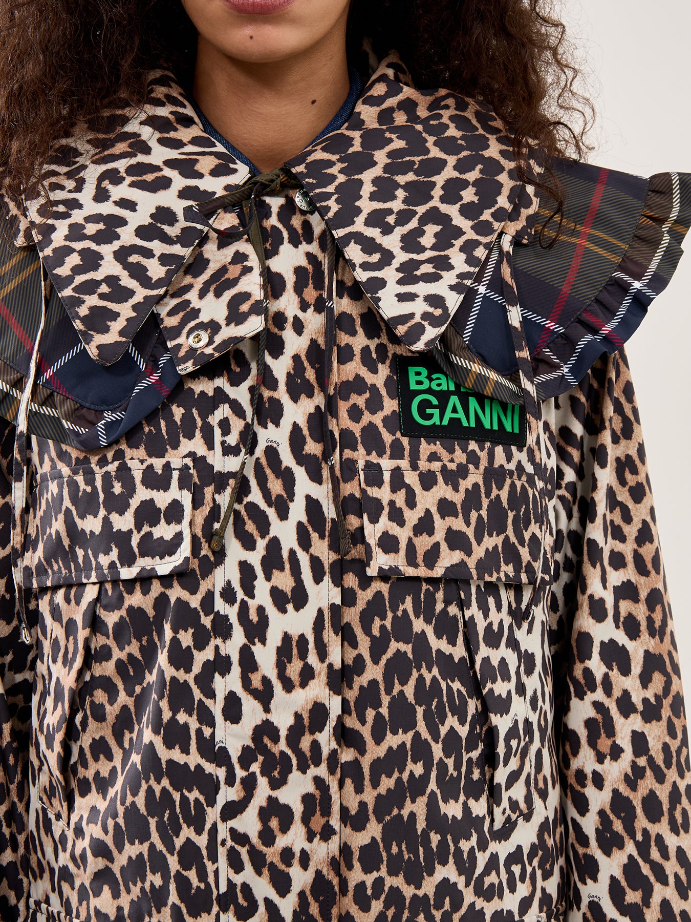 Barbour x Ganni Leopard Waterproof Parka Jacket