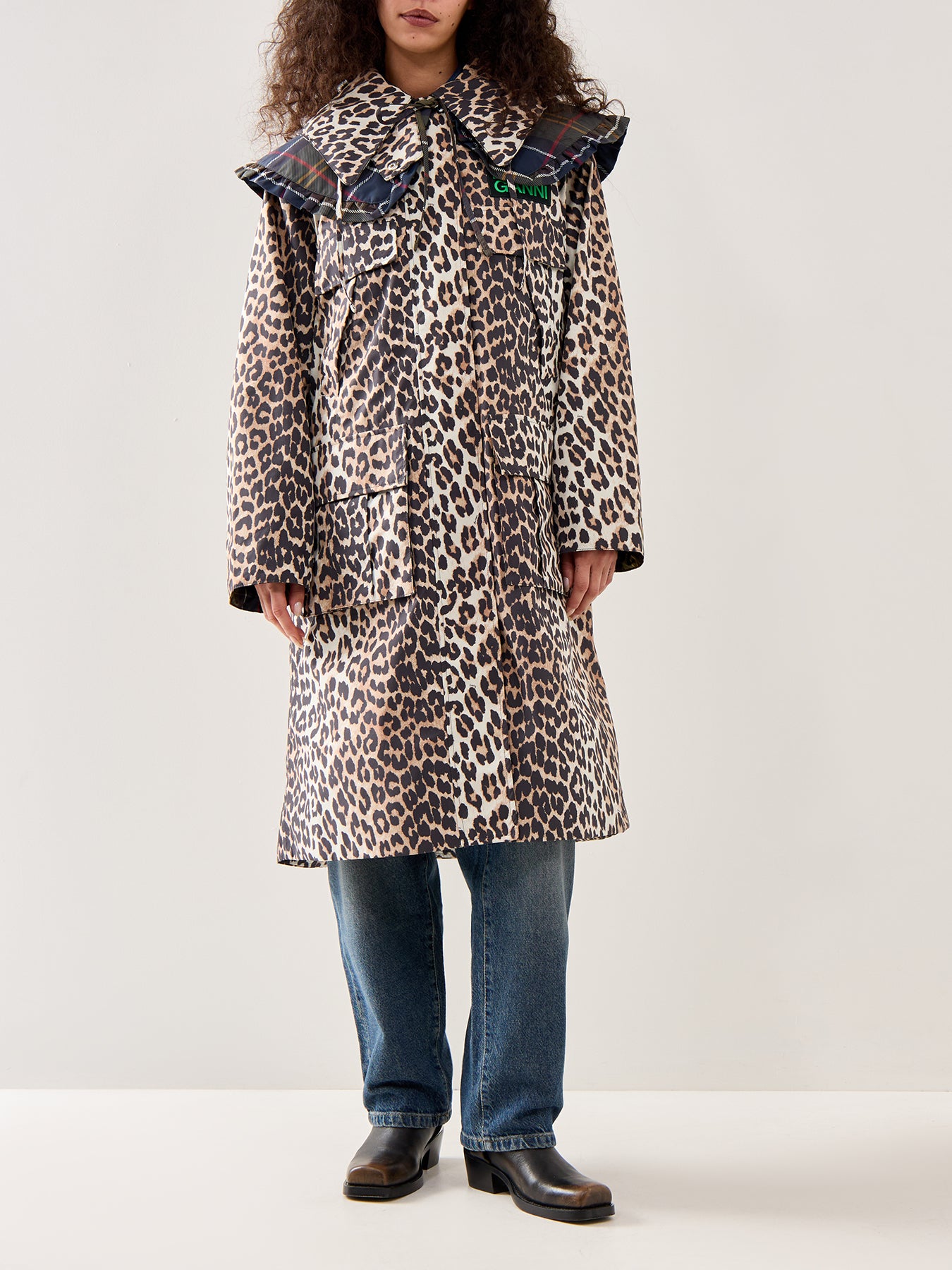 Barbour x Ganni Leopard Waterproof Parka Jacket