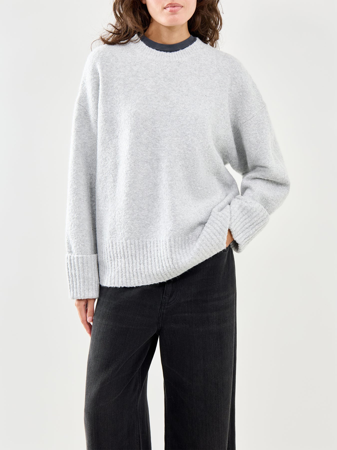 Camille Oversized Borg Jumper Light Grey