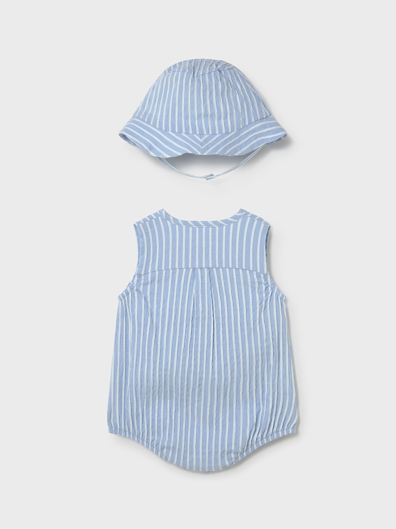 Baby Stripe Bodysuit and Hat Set Blue