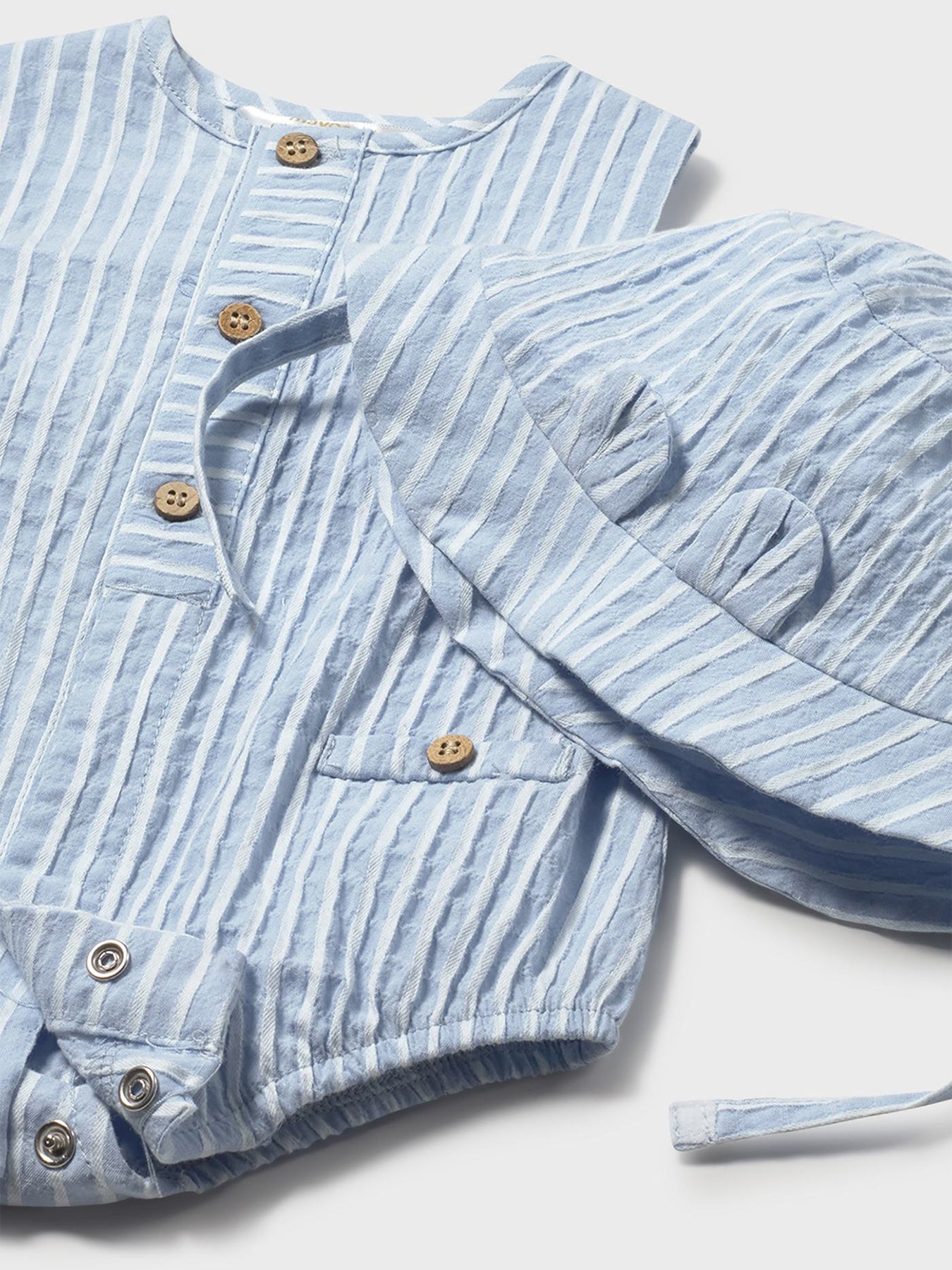 Baby Stripe Bodysuit and Hat Set Blue