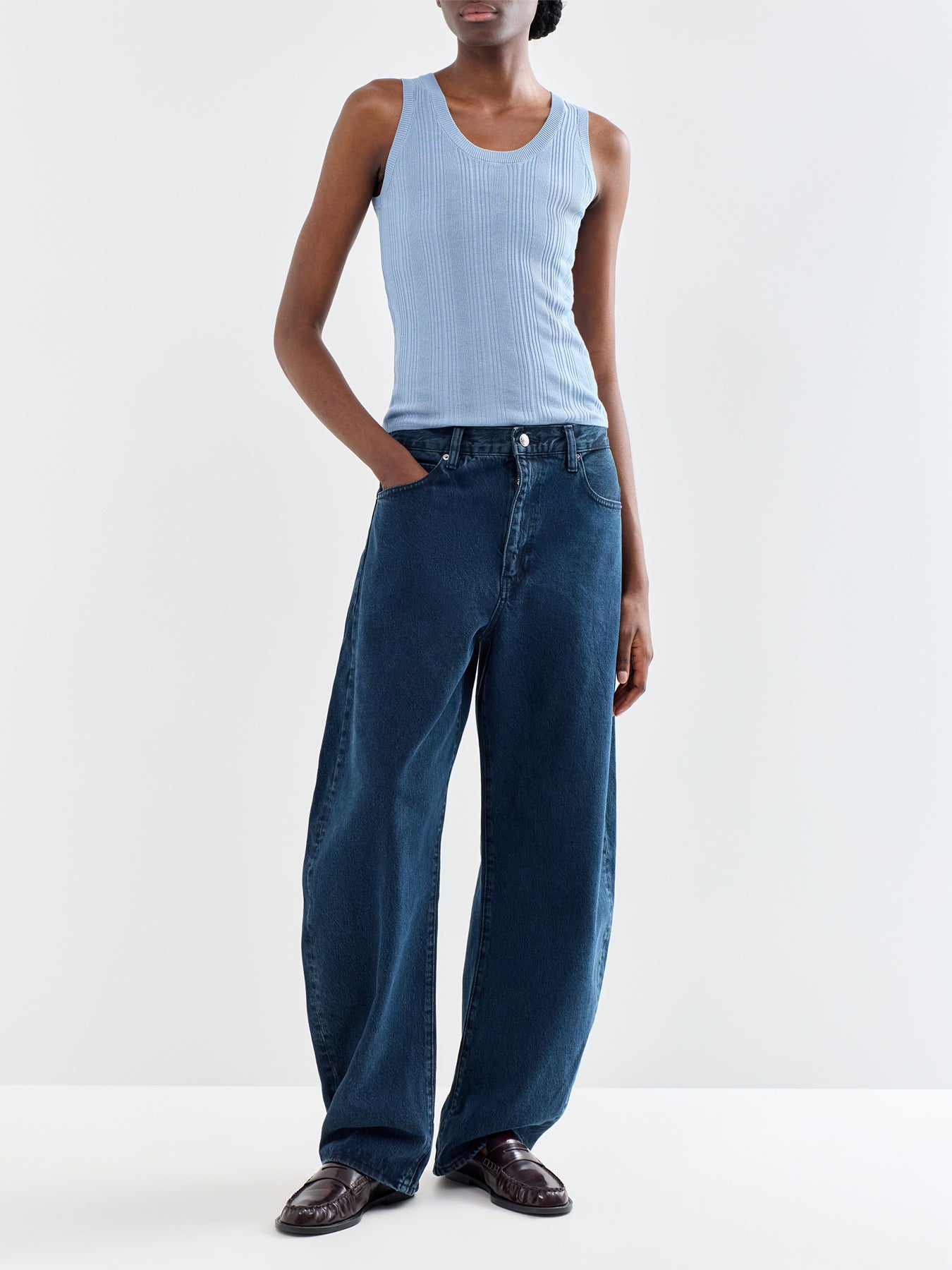 Cose Knit Tank Top Blue