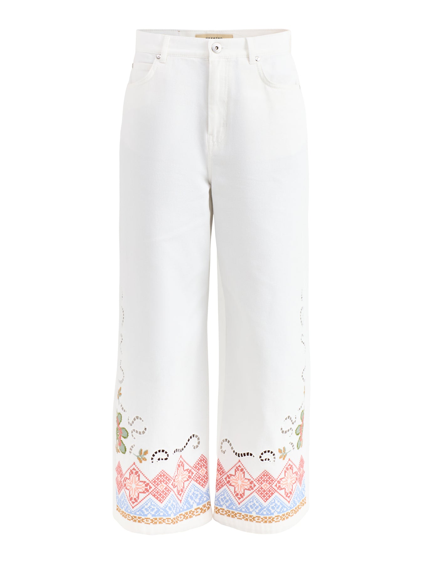 Adunco Wide Leg Cotton Trousers White