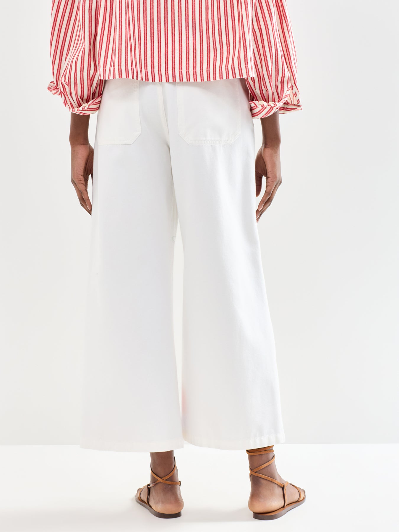 Adunco Wide Leg Cotton Trousers White