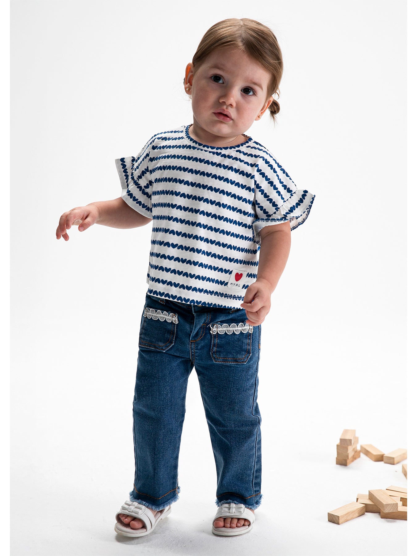 Baby Striped Short Sleeve T-Shirt White