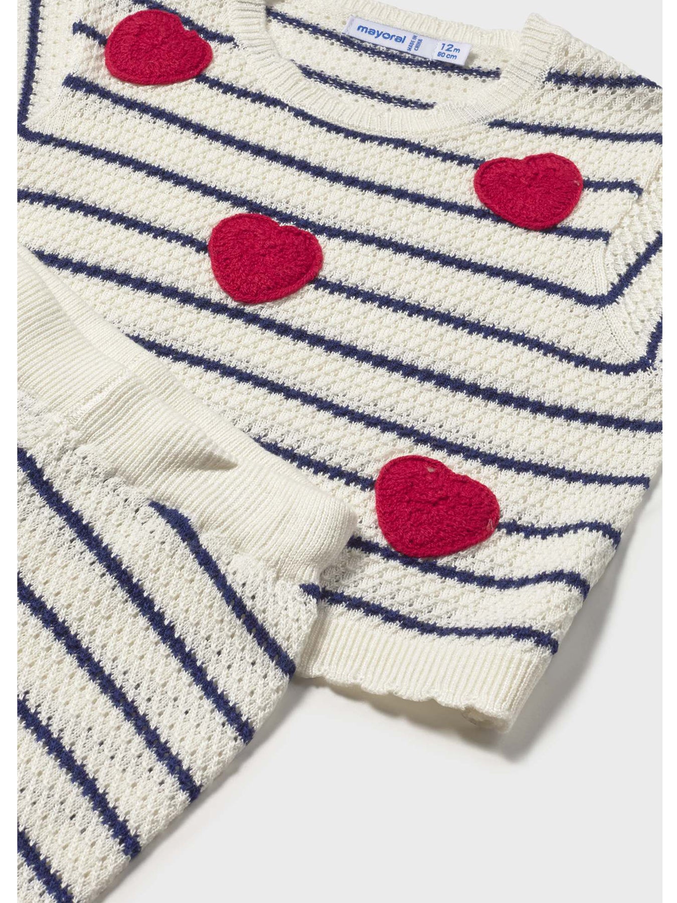 Baby Stripe Heart Pants Set Natural