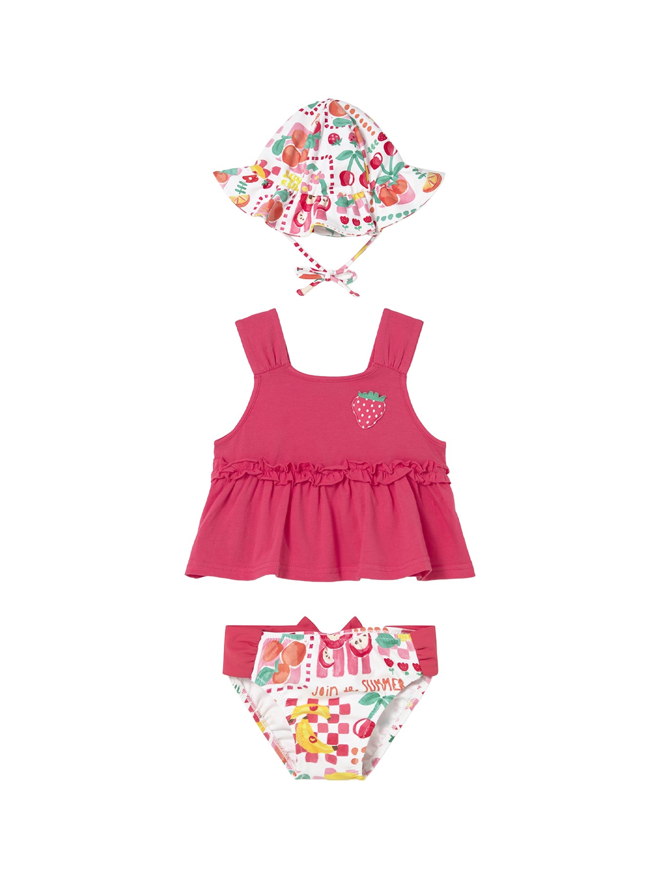 Baby Strawberry Three Piece Bathing Suit Pink