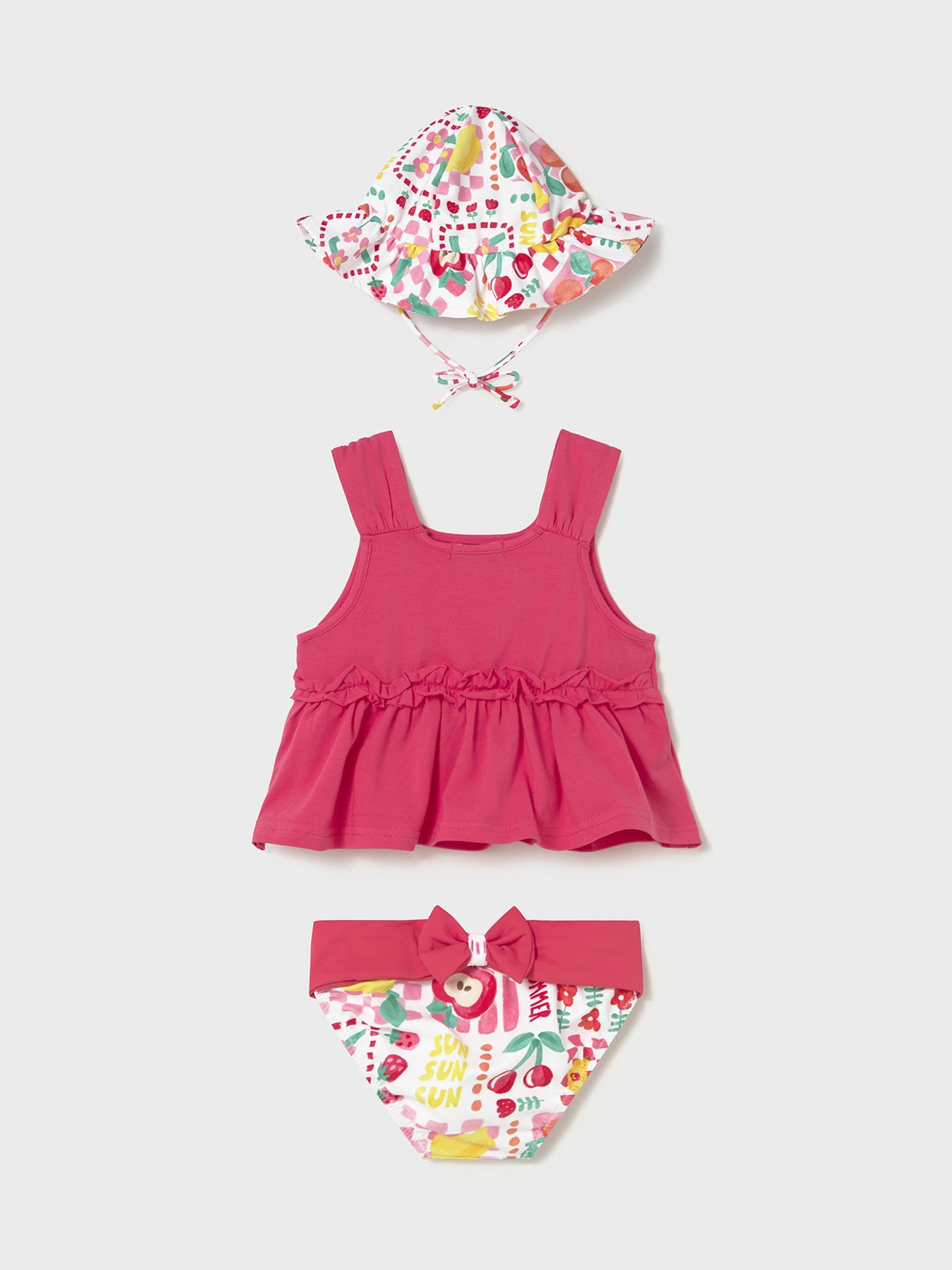 Baby Strawberry Three Piece Bathing Suit Pink
