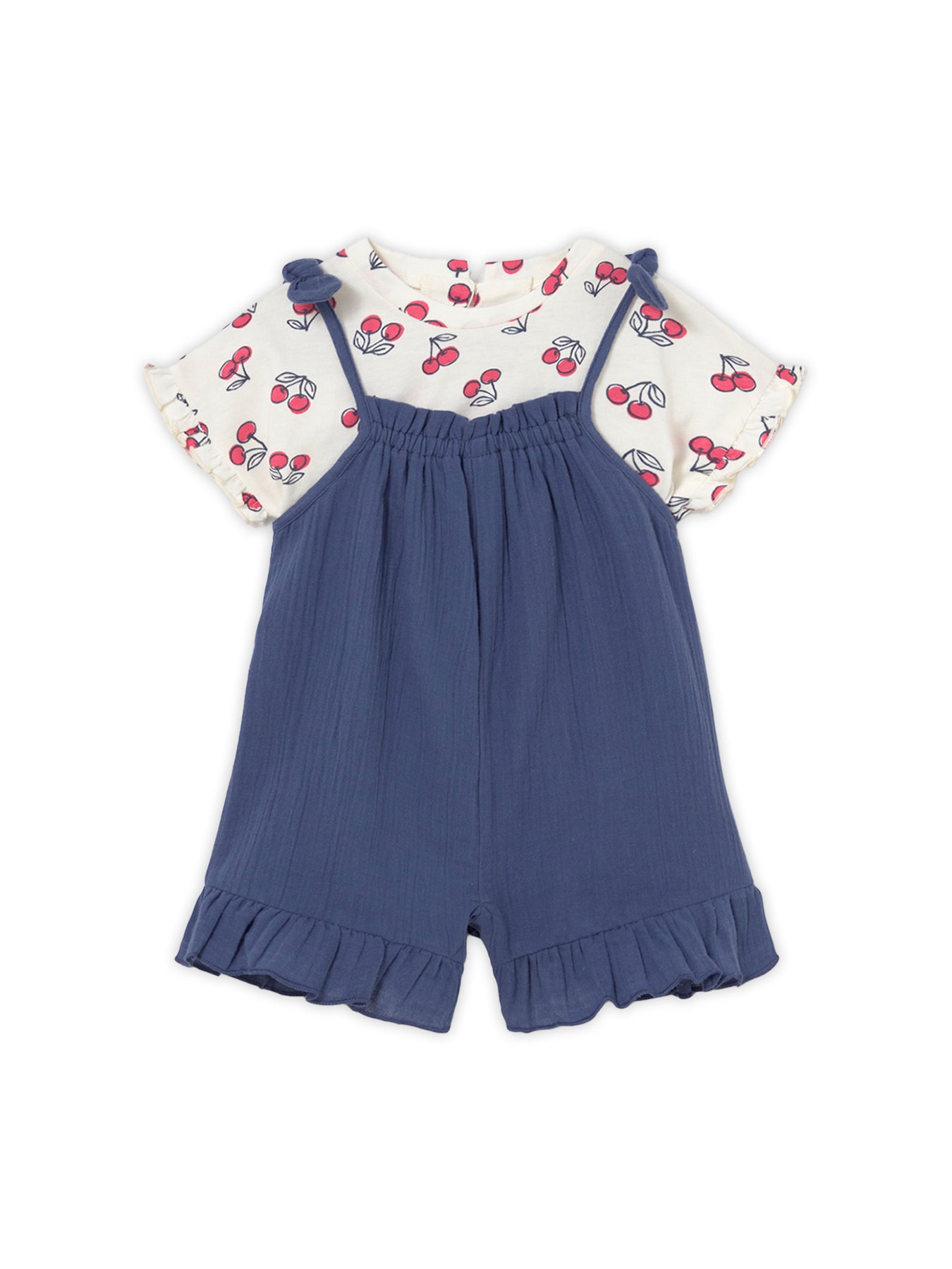 Baby Cherry T-Shirt and Dungarees Set Porcelain