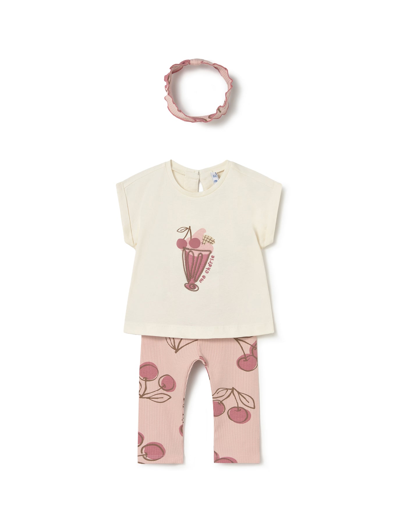 Baby Cherry Leggings and Headband Set Pink