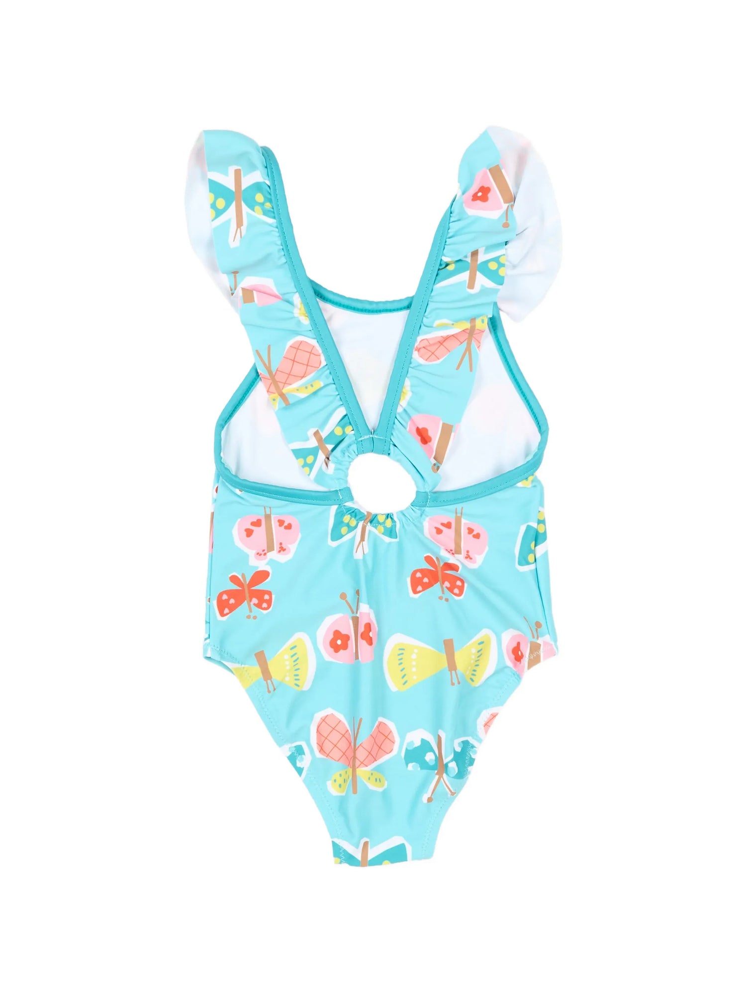 Ruffled Butterfly Print Swimsuit