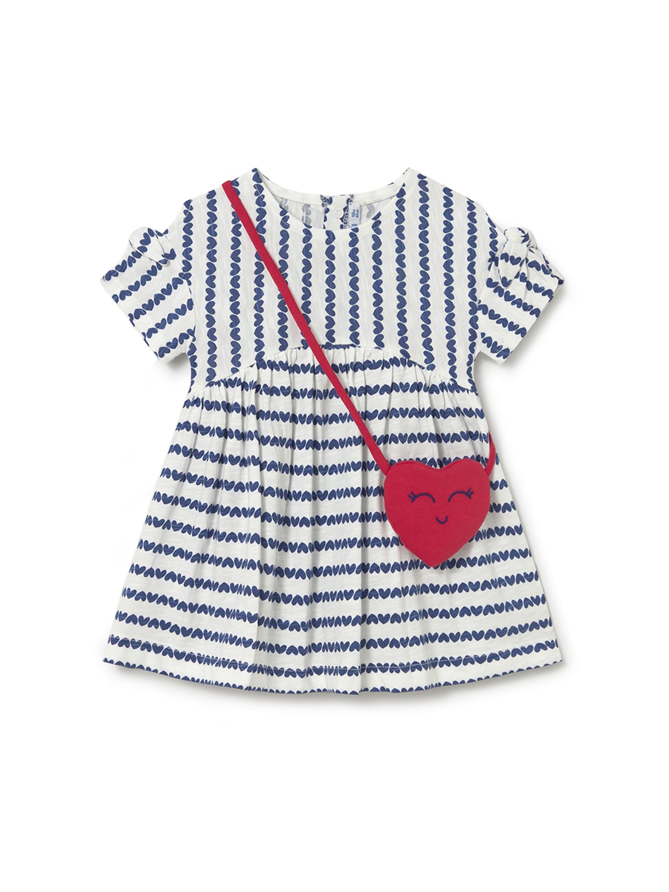 Baby Stripe Dress with Bag White
