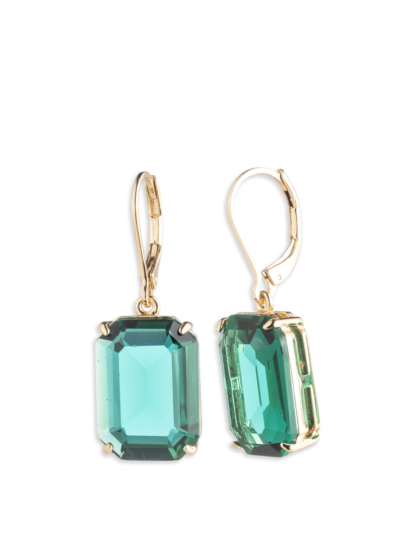 Lab Stone Drop Earrings Gold