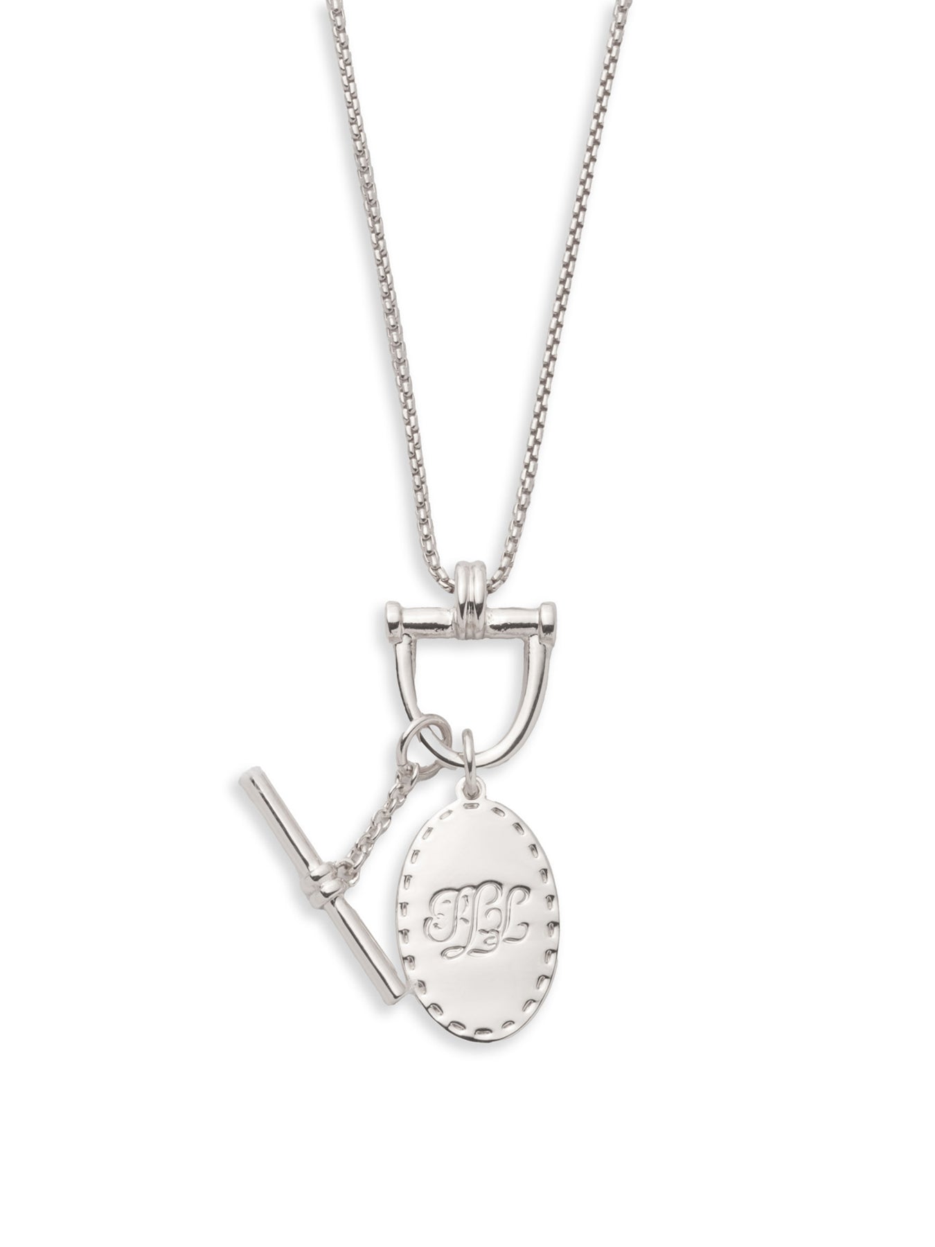 40 Inch Adjustable Logo Pendant Necklace Silver