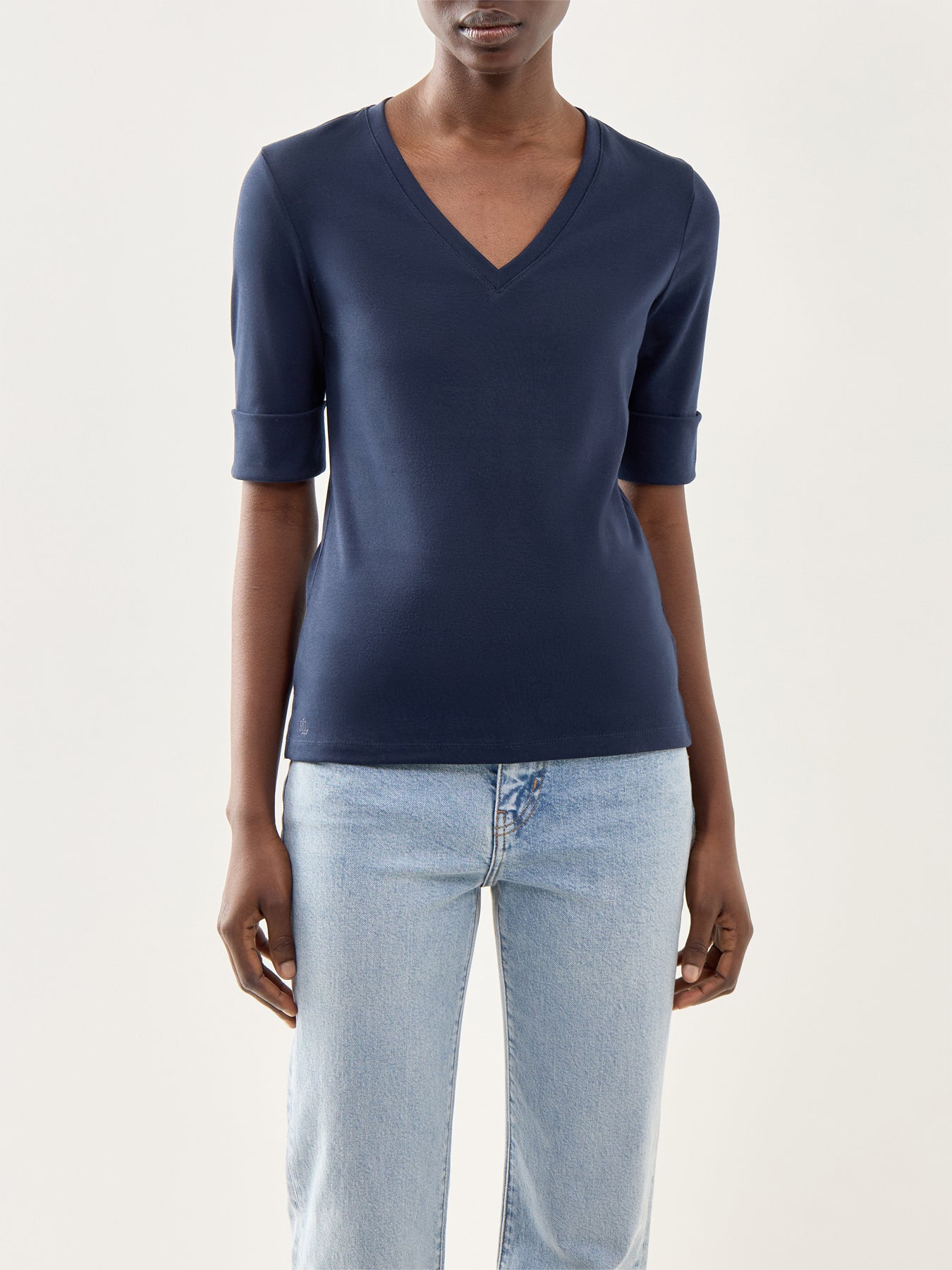 V Judy Elbow Sleeve Knit Navy
